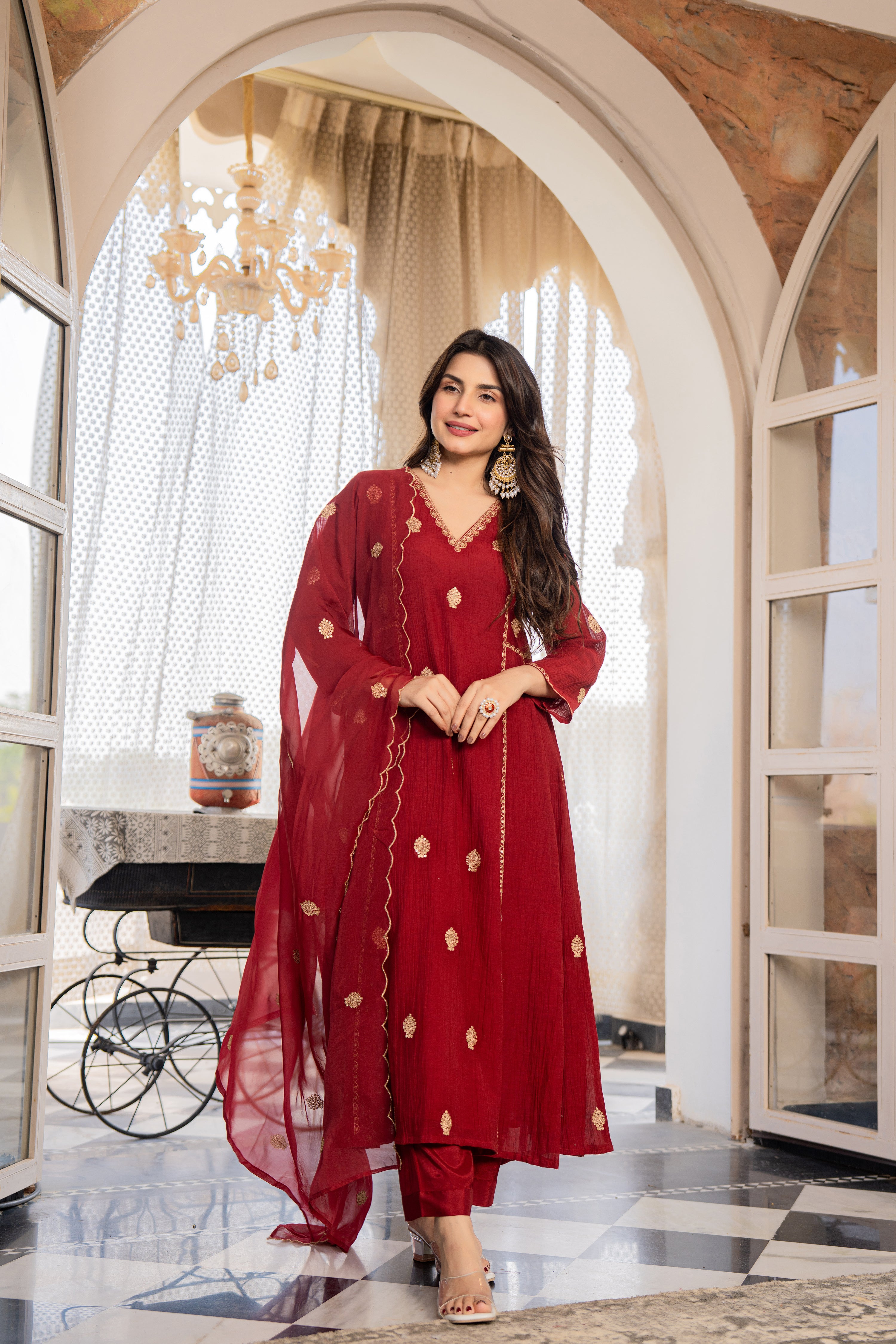Wine Red Noor Suit Set