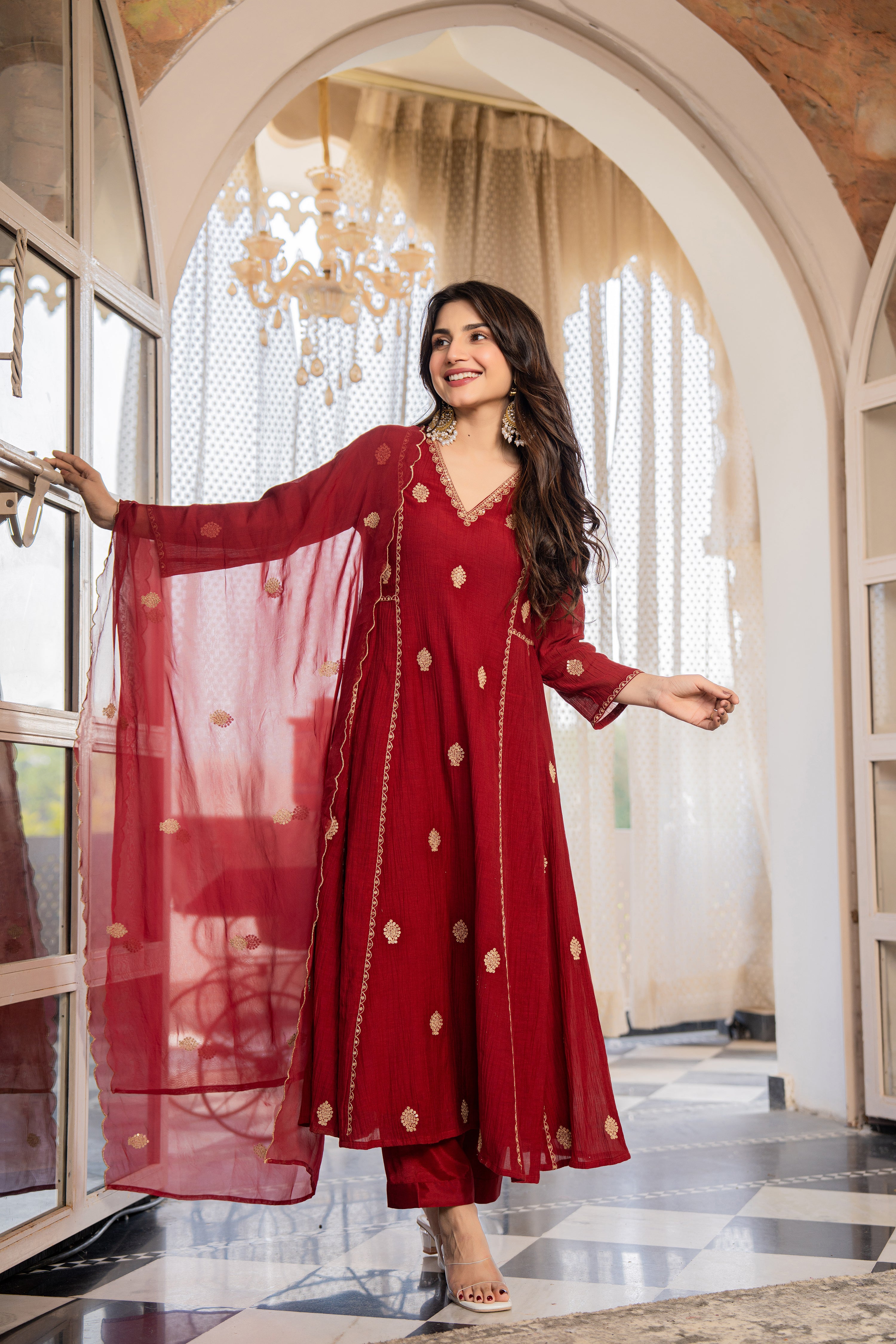 Wine Red Noor Suit Set