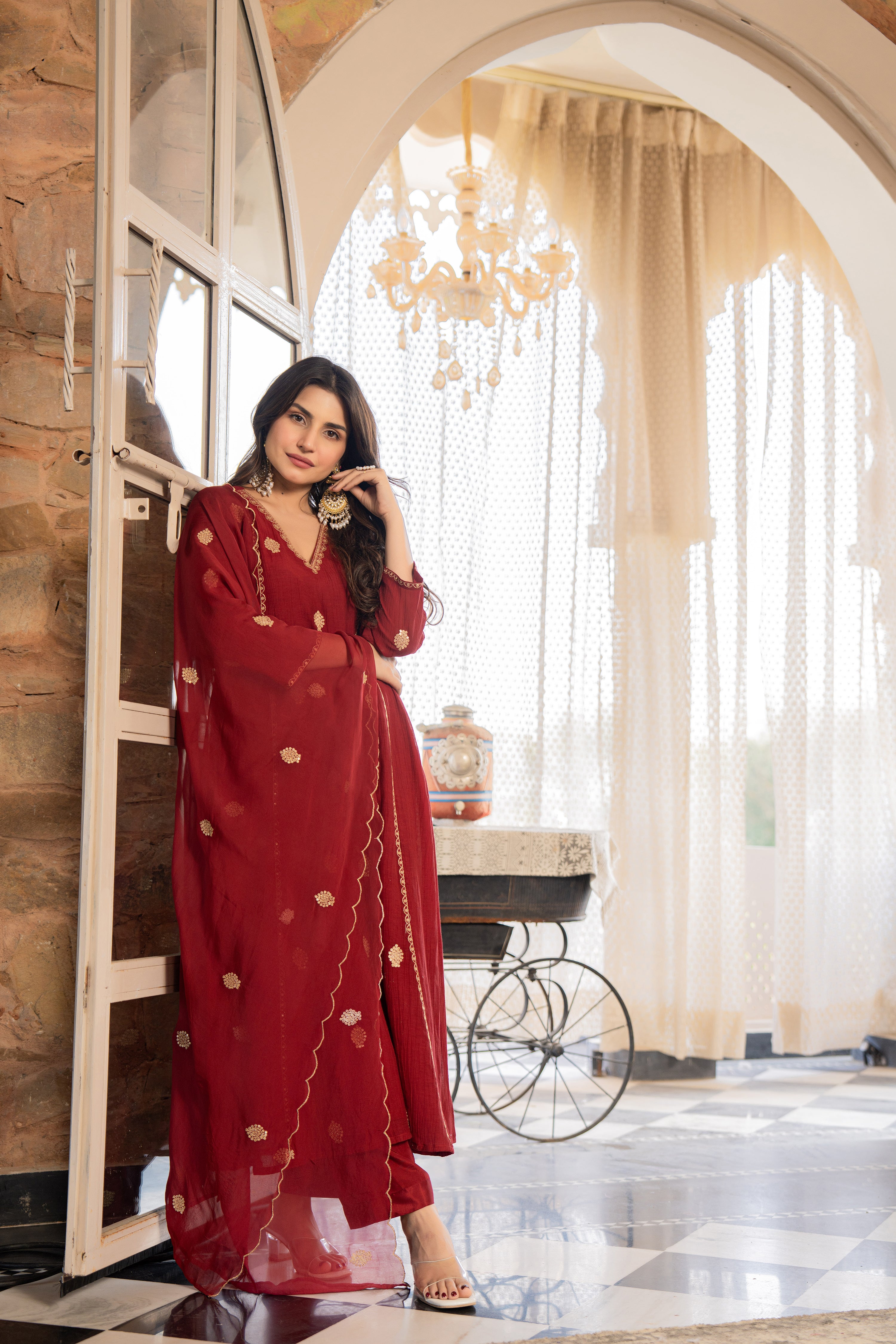 Wine Red Noor Suit Set