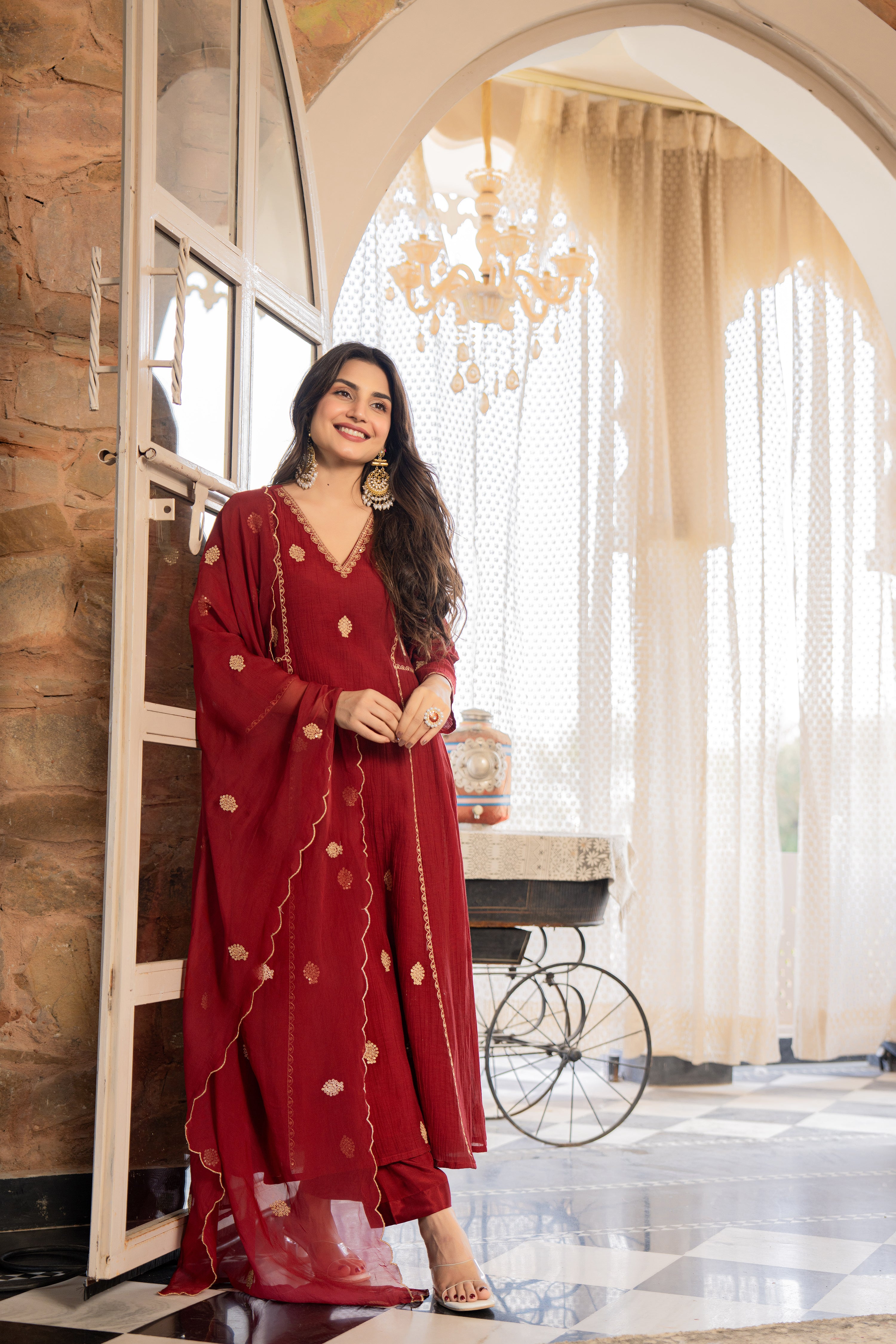 Wine Red Noor Suit Set