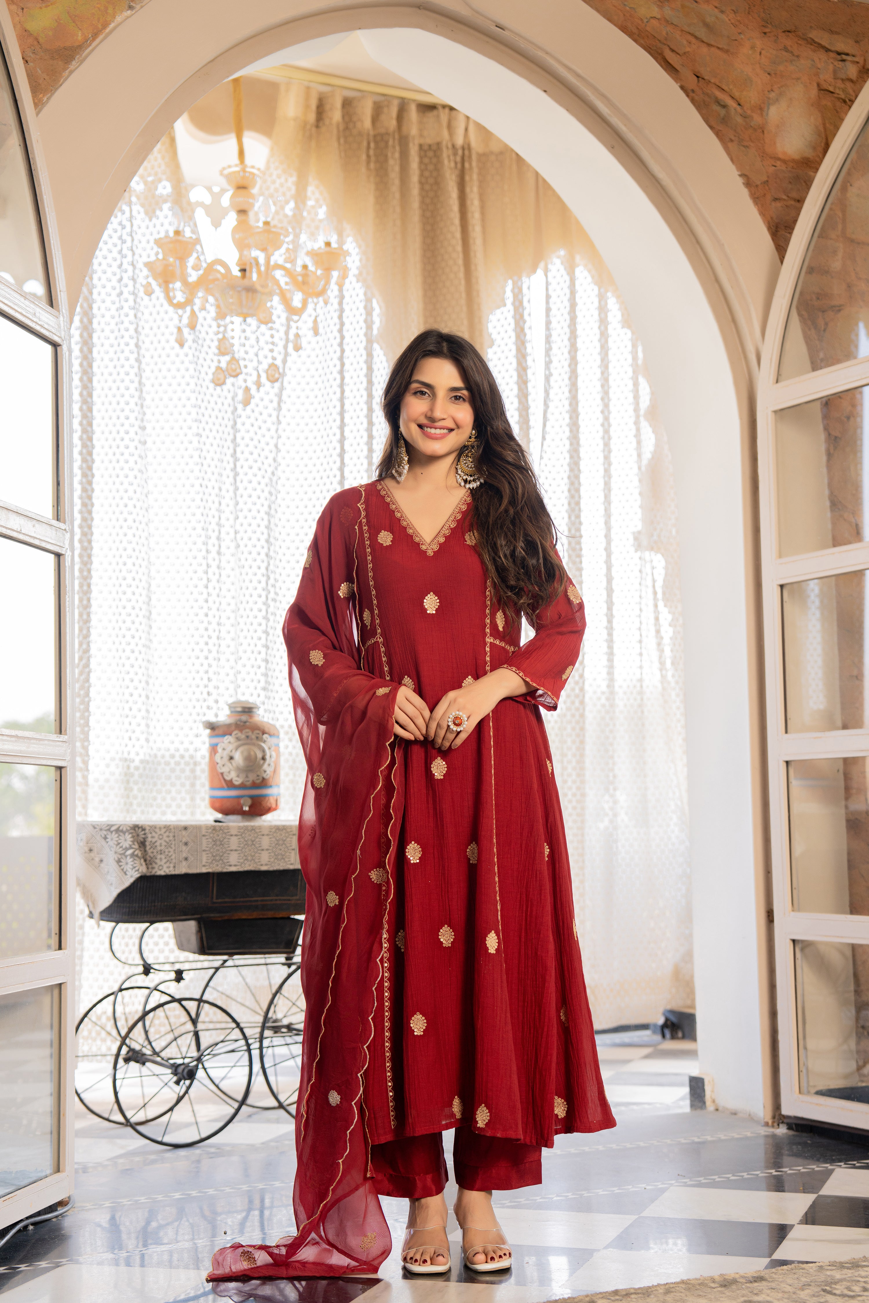 Wine Red Noor Suit Set