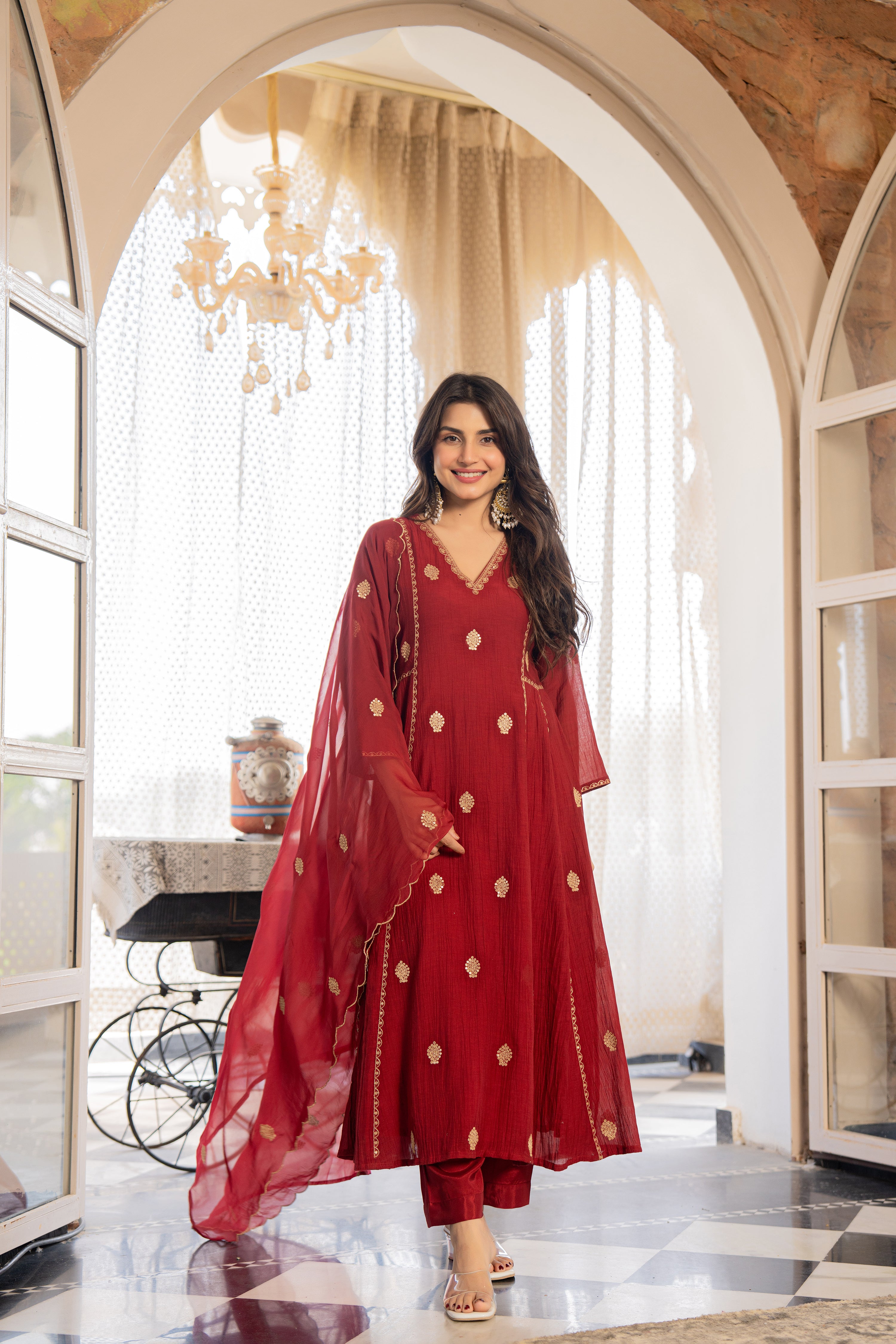 Wine Red Noor Suit Set