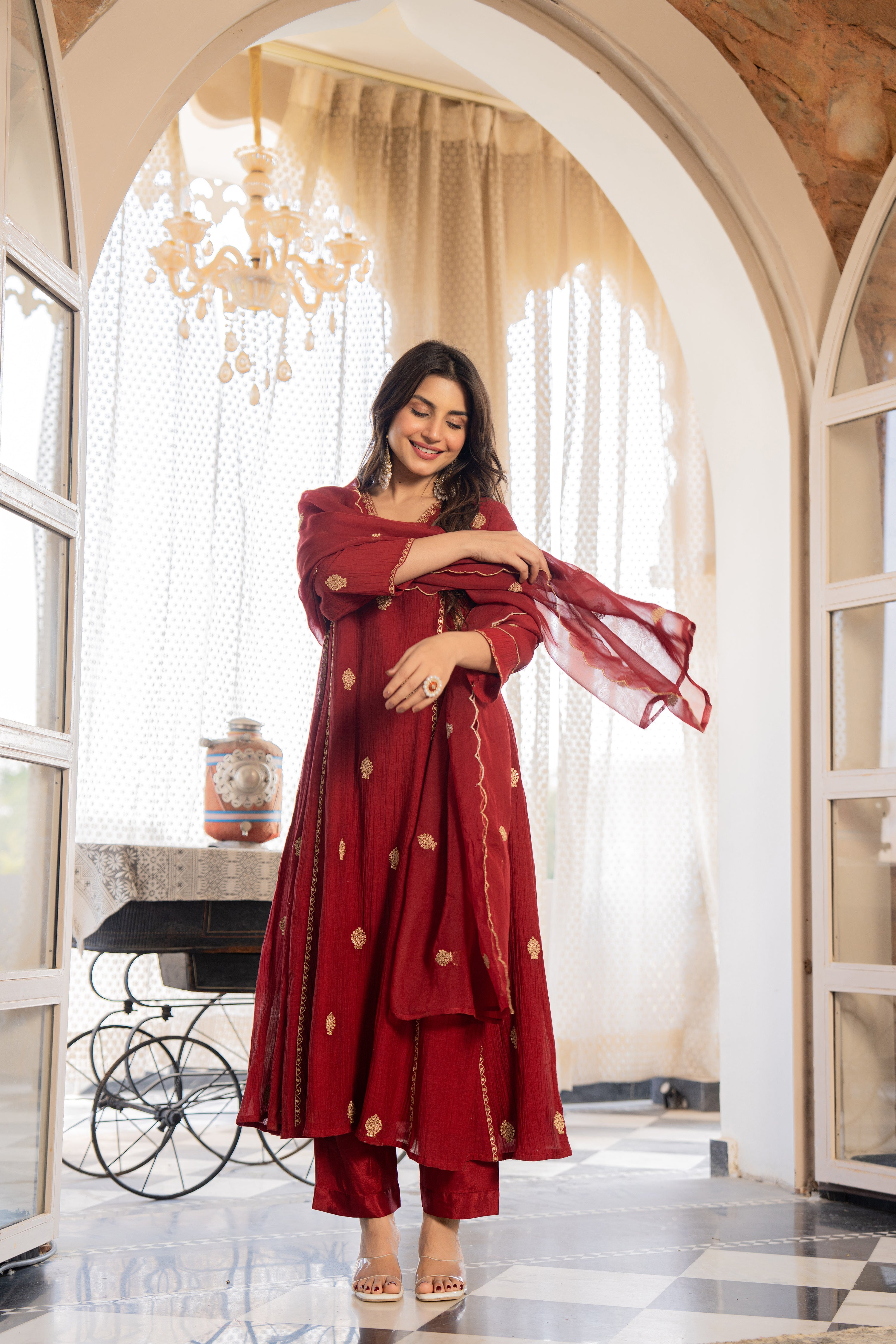 Wine Red Noor Suit Set
