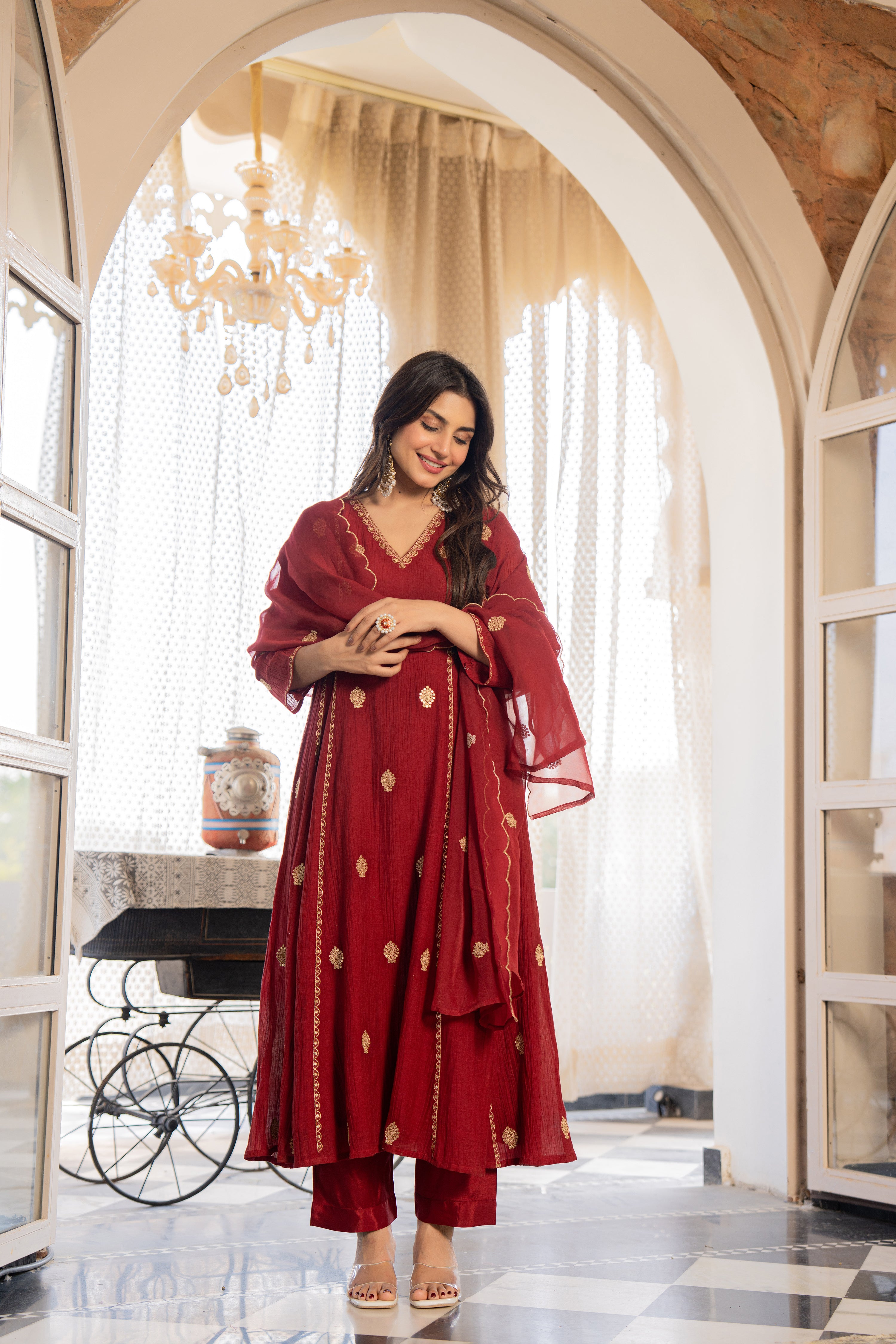 Wine Red Noor Suit Set