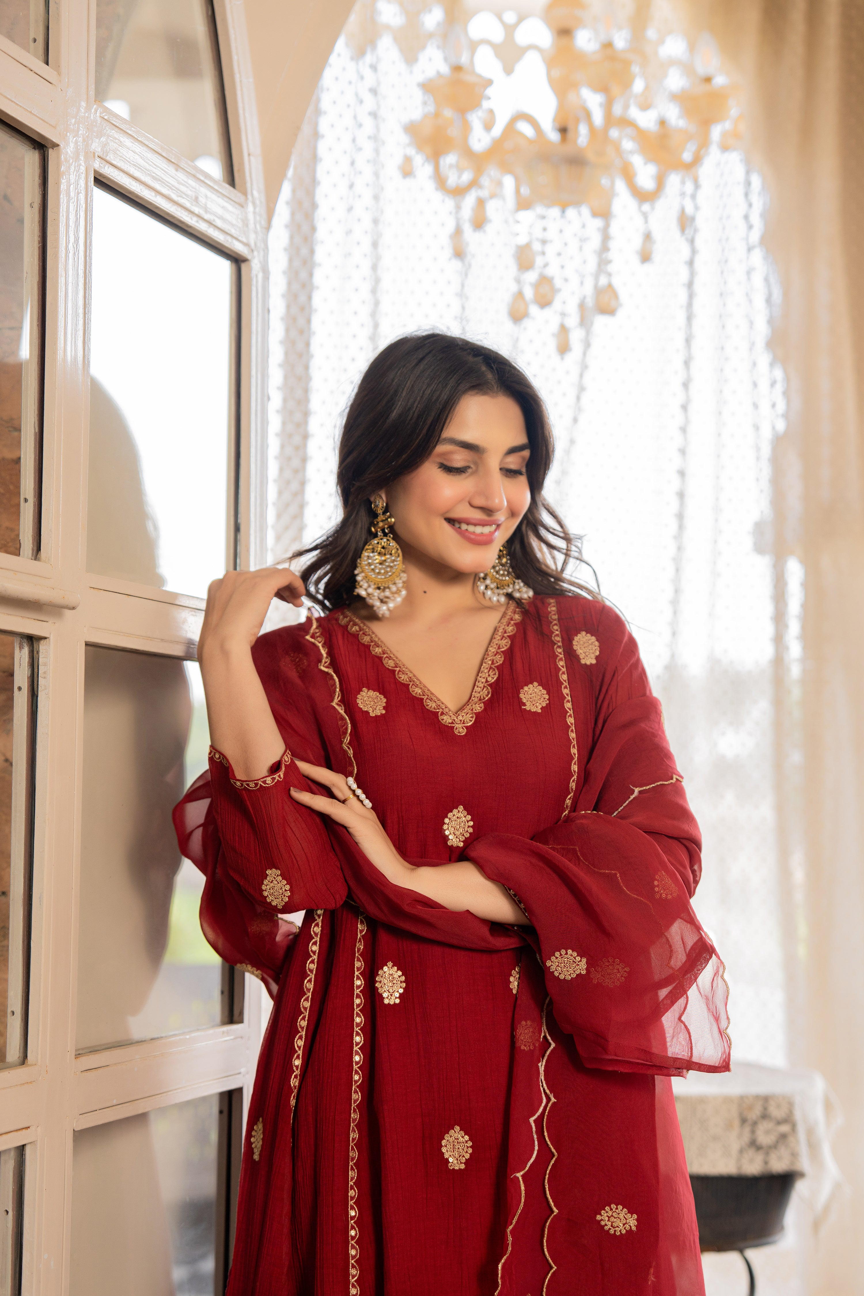 Wine Red Noor Suit Set