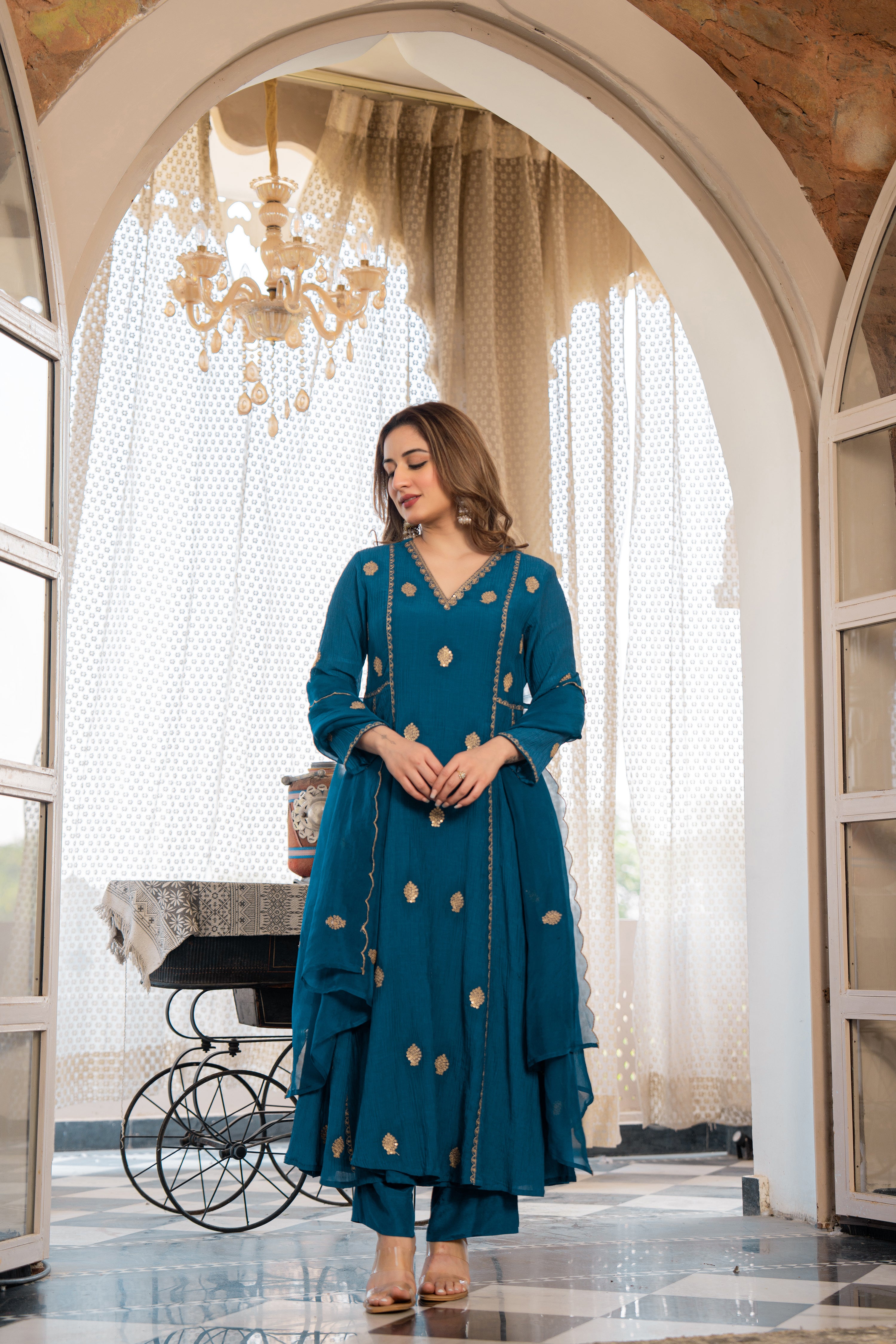Teal Festive Suit Set