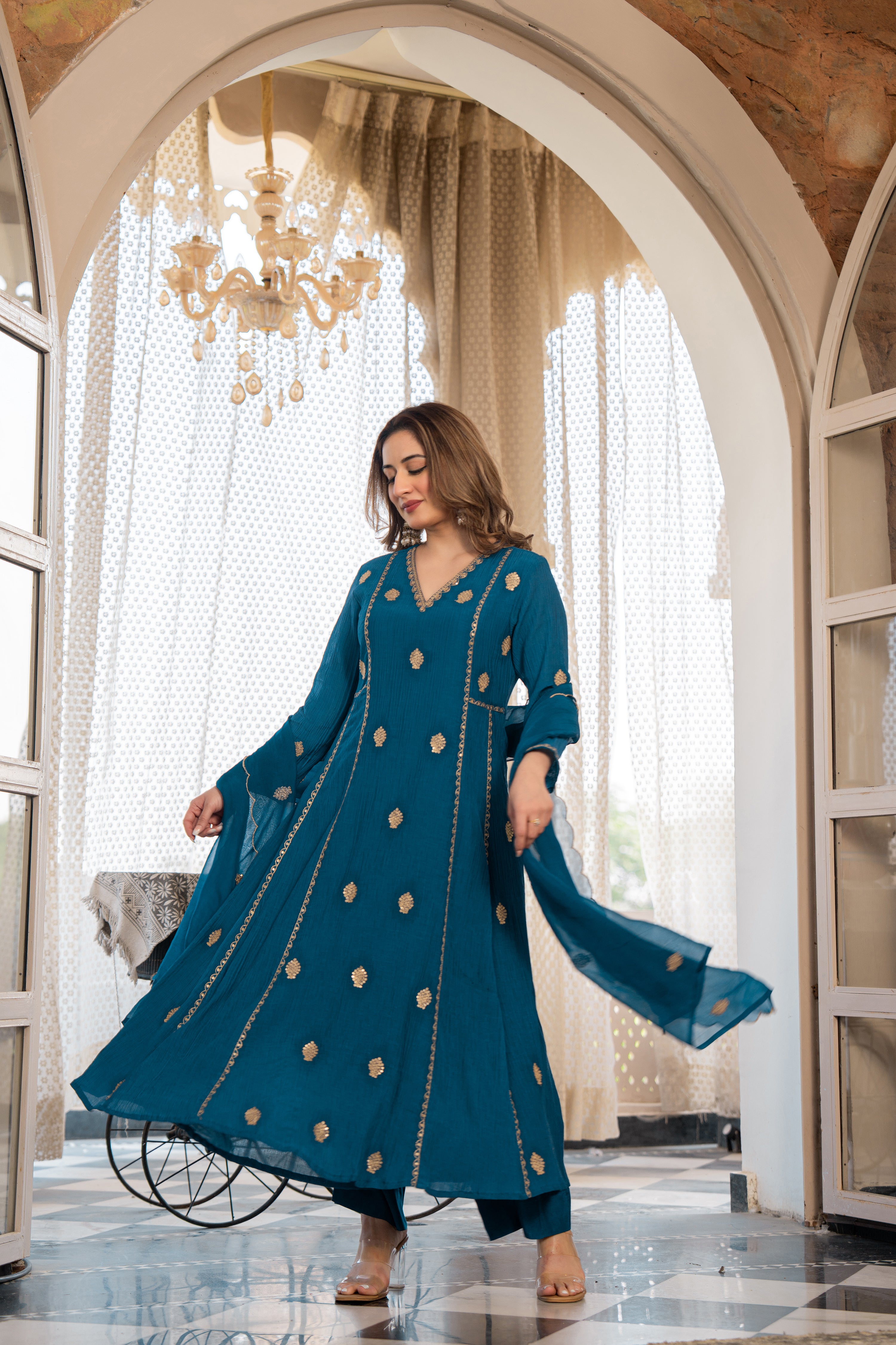 Teal Festive Suit Set