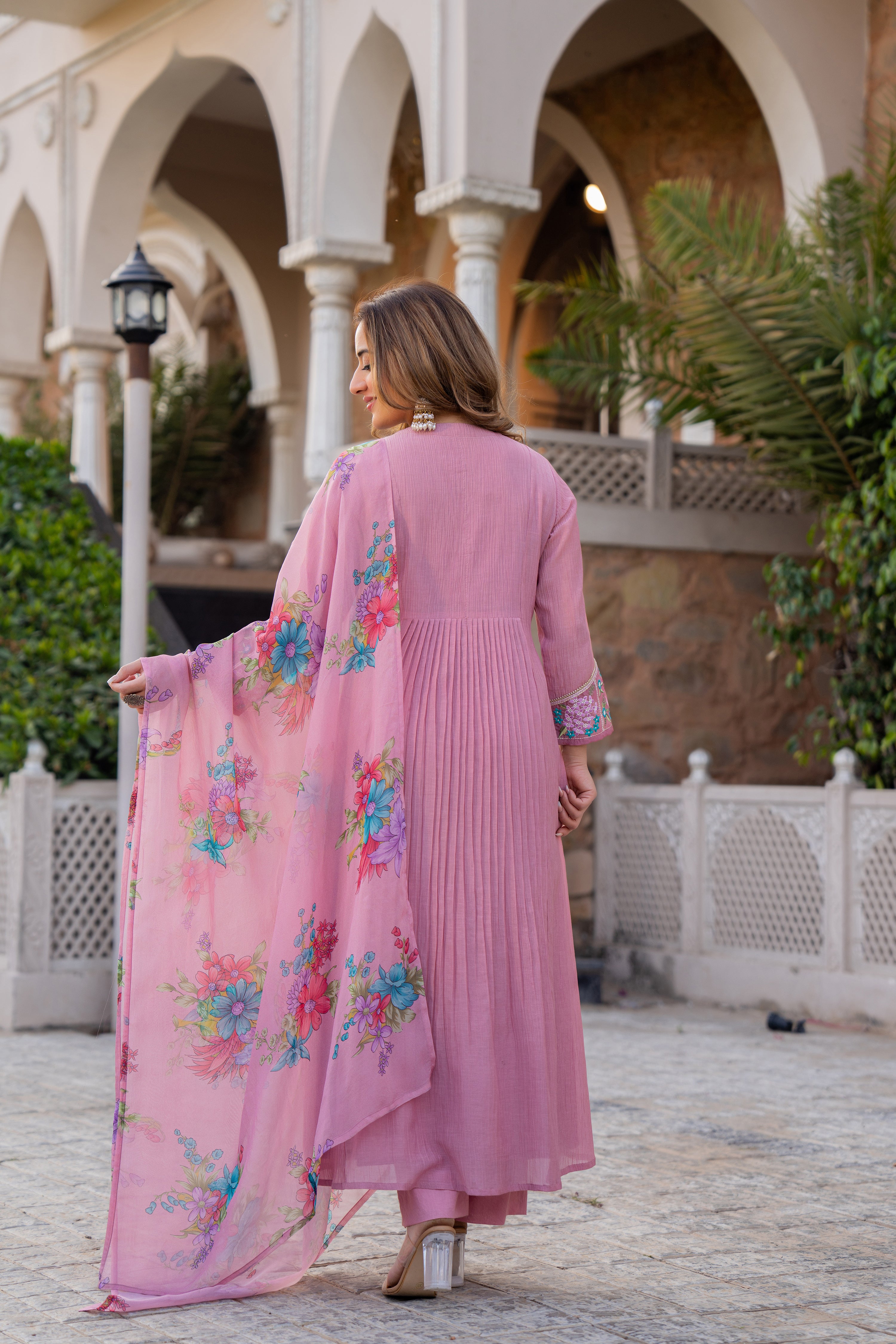 Rose Lilac Crush Embroidered Suit Set