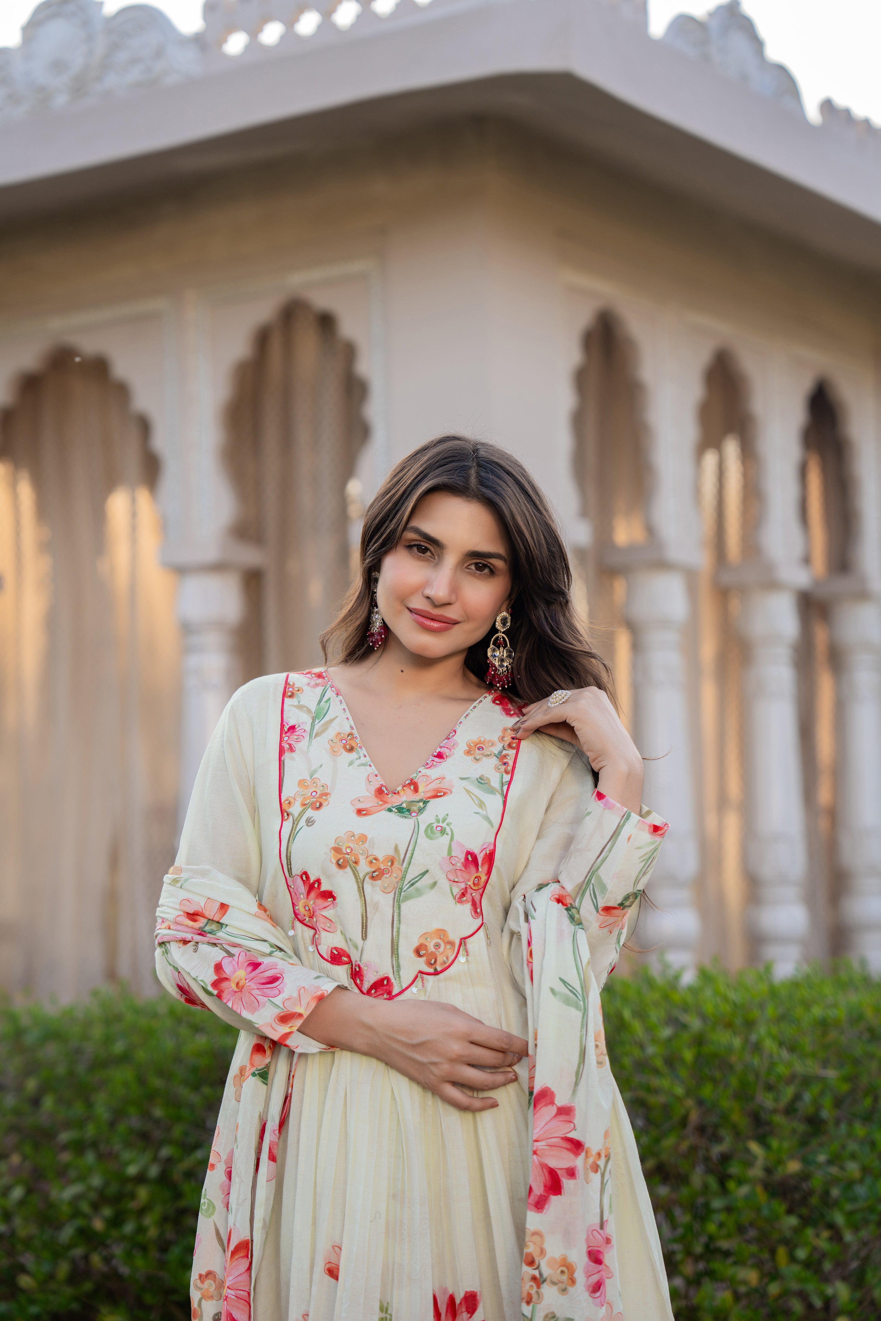 Ivory Petal Grace Cotton Suit Set