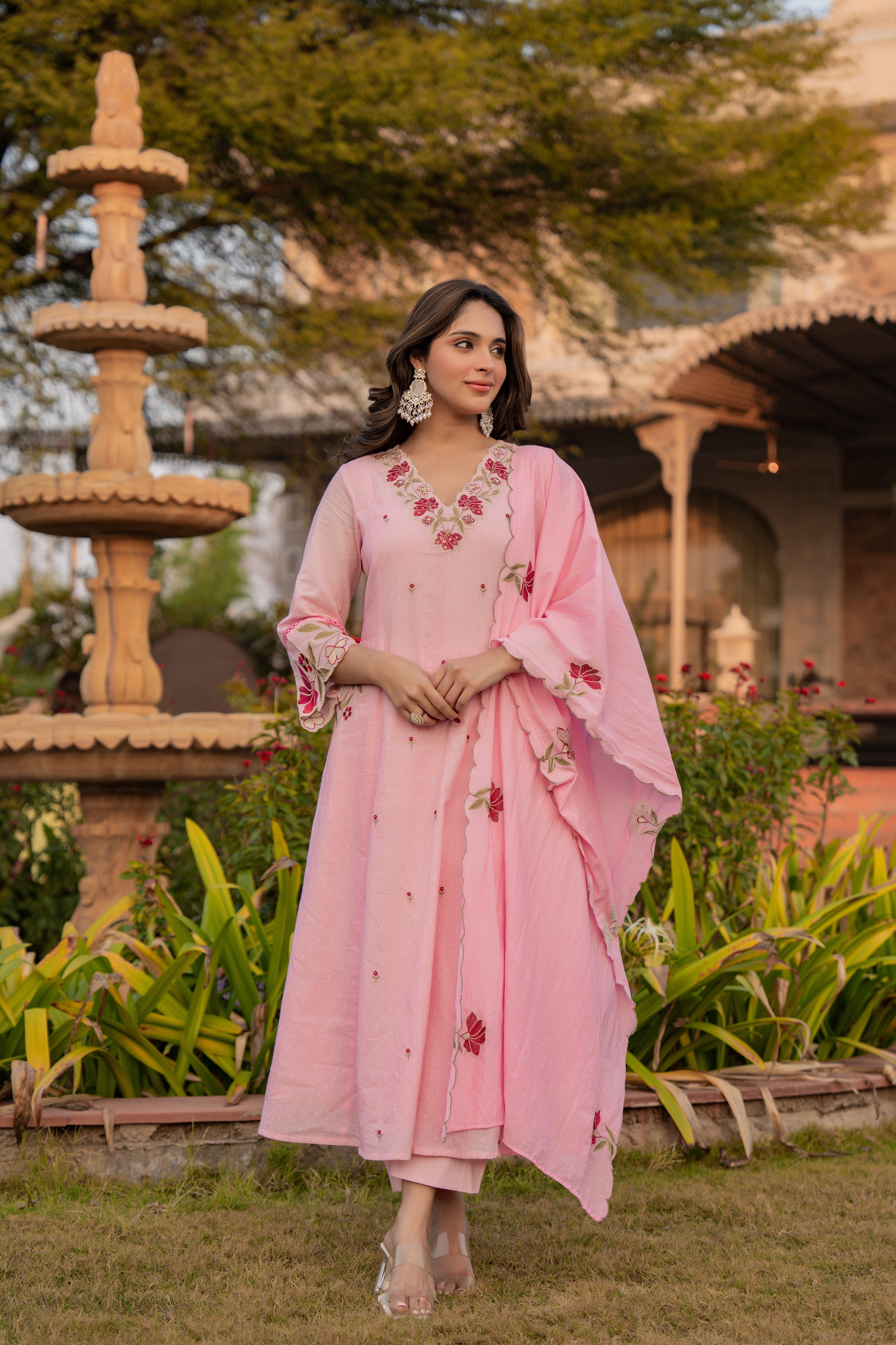 Petal Grace Cotton Dobby Suit Set