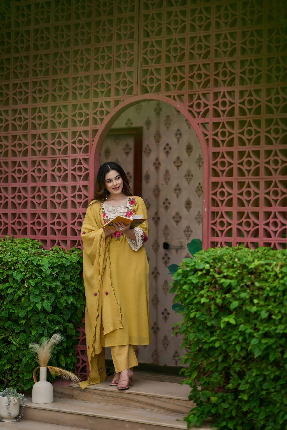 Mustard Rosette Suit Set