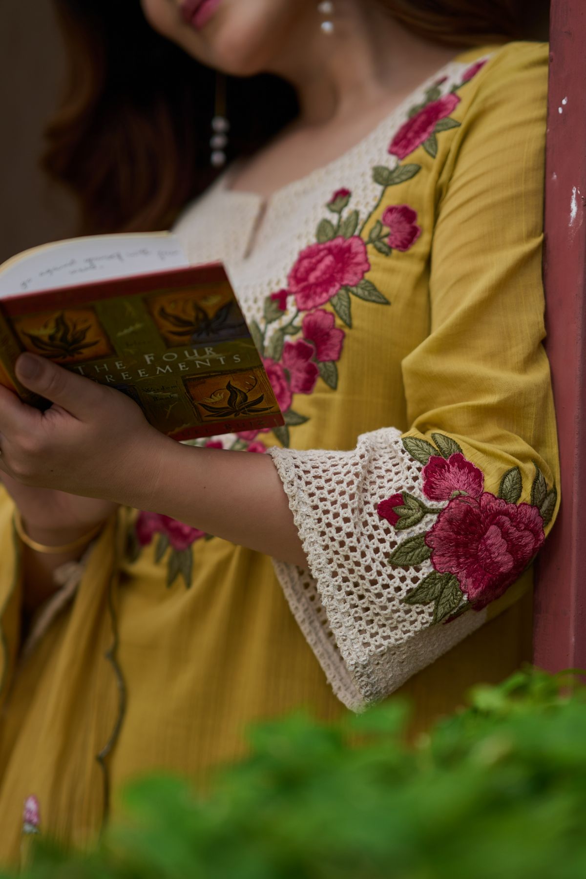 Mustard Rosette Kurta Set