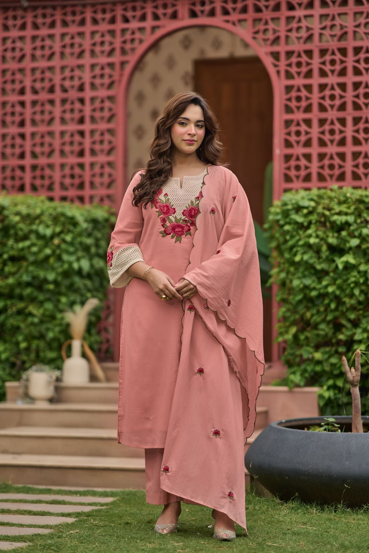 Blush Rosette Kurta Set