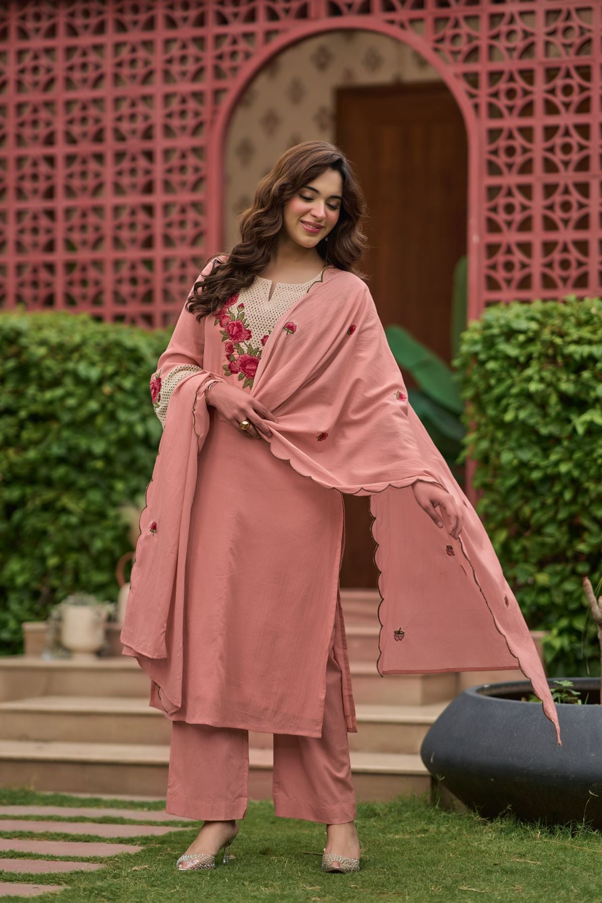 Blush Rosette Kurta Set