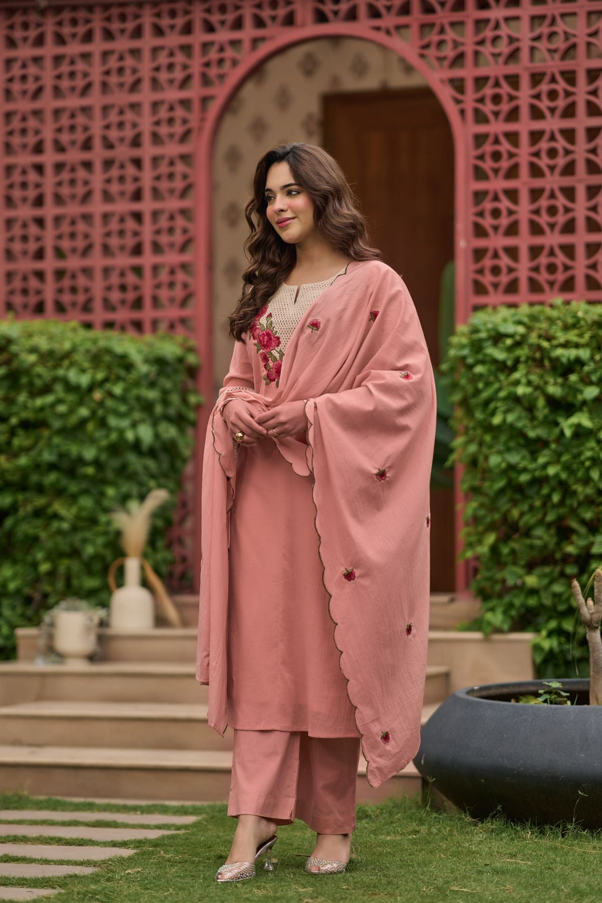 Blush Rosette Kurta Set