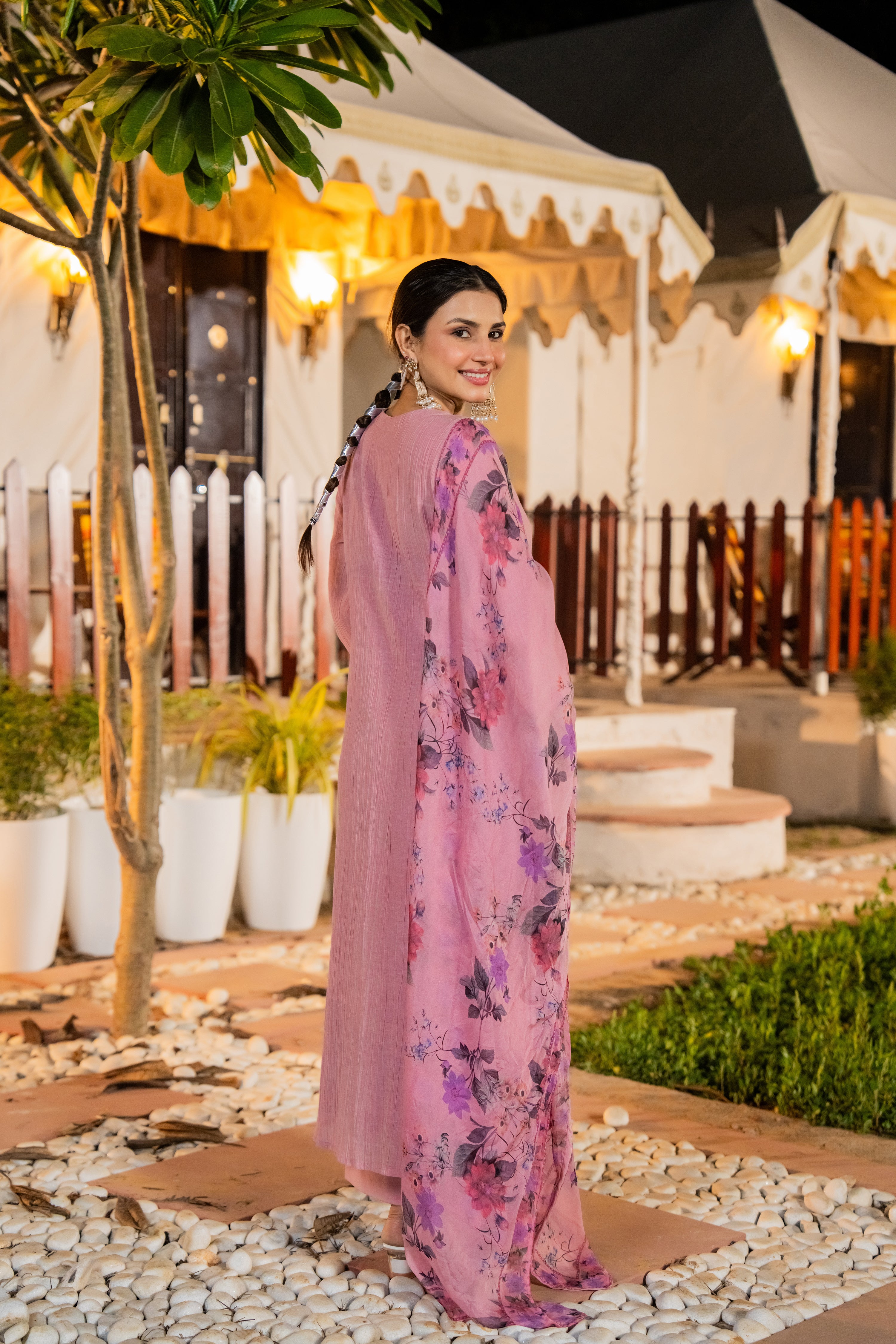 Blush Pink Chanderi Embroidered Suit Set