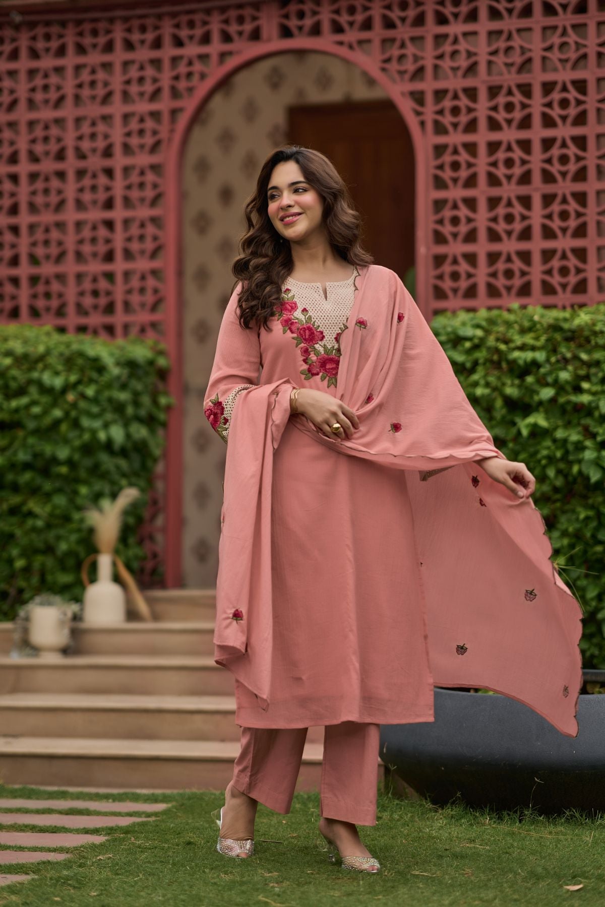 Blush Rosette Kurta Set