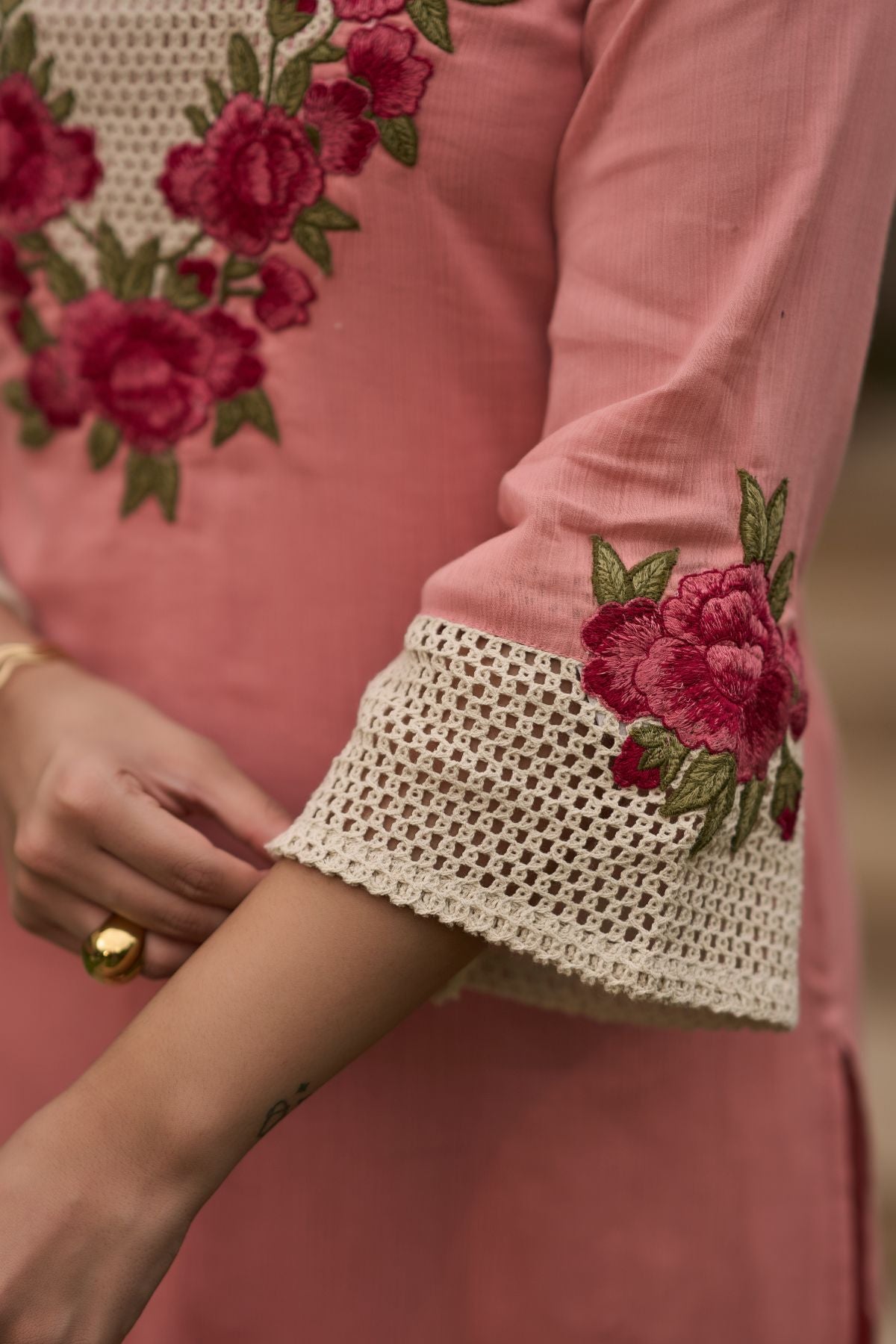 Blush Rosette Kurta Set