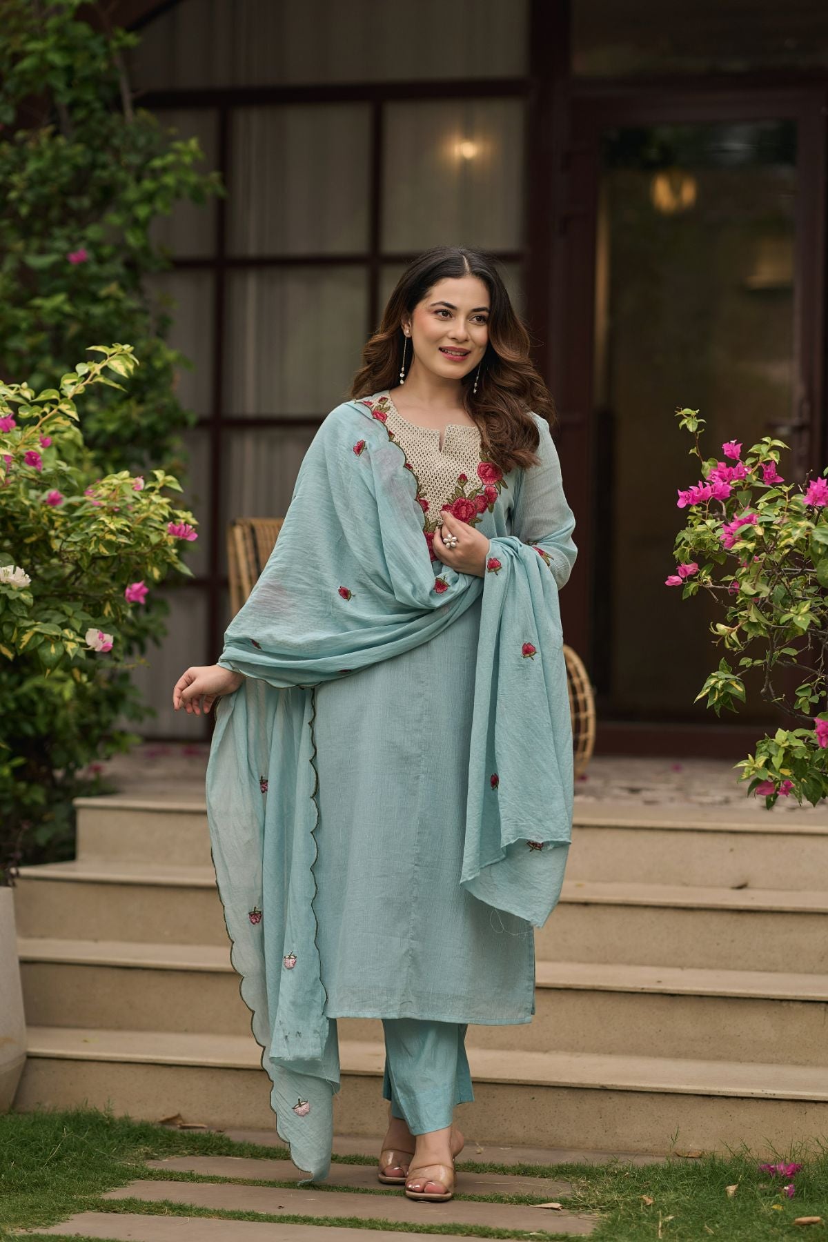 Powder Blue Bloom Suit Set