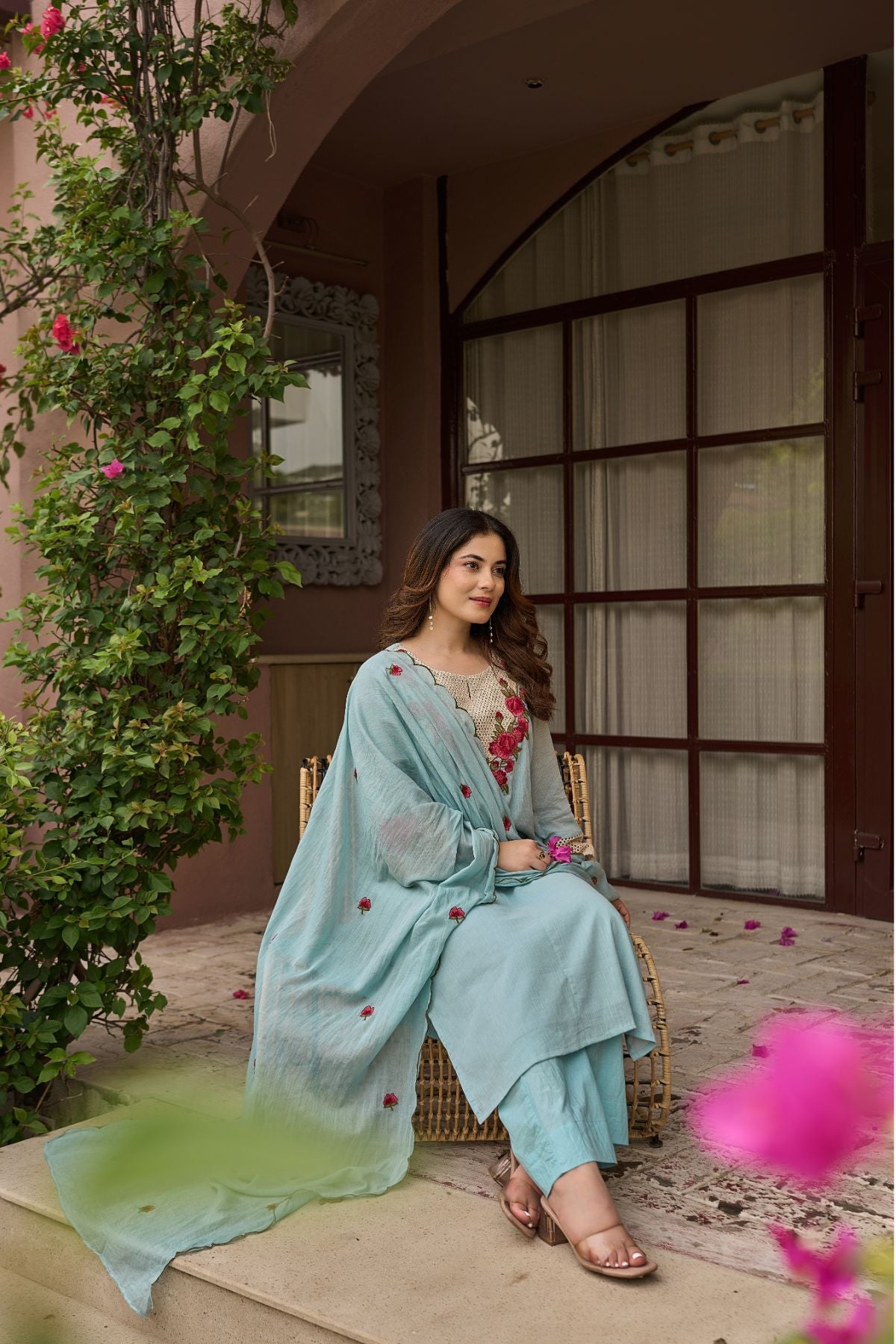 Powder Blue Bloom Suit Set