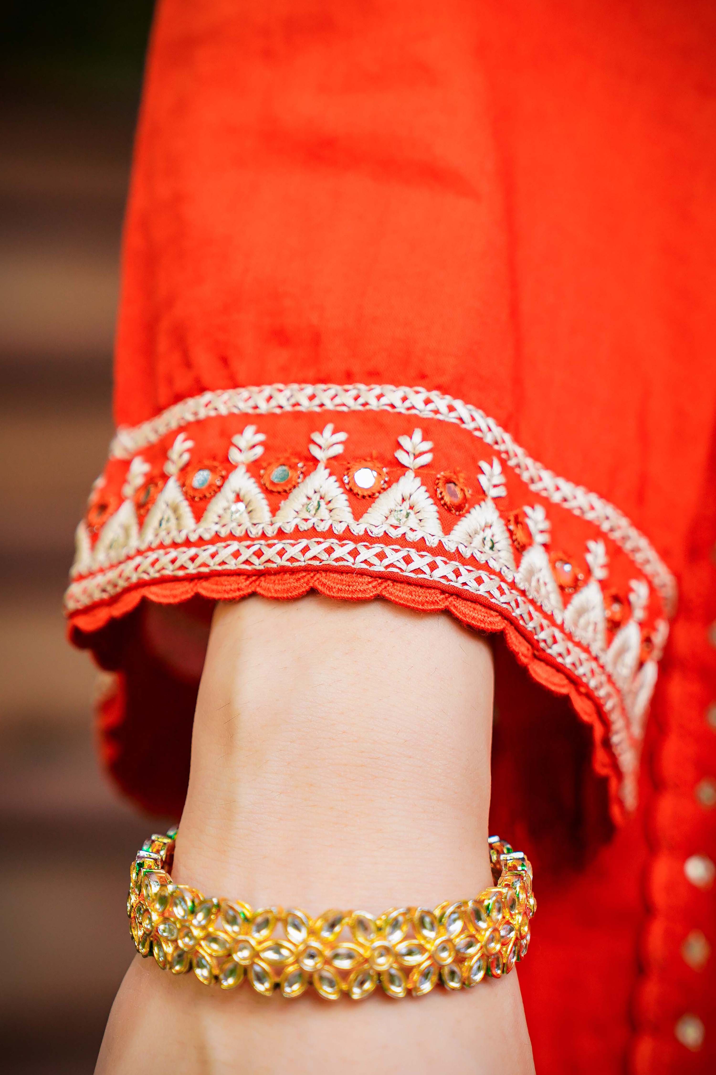 Rust Bloom Flared Mul Cotton Suit Set