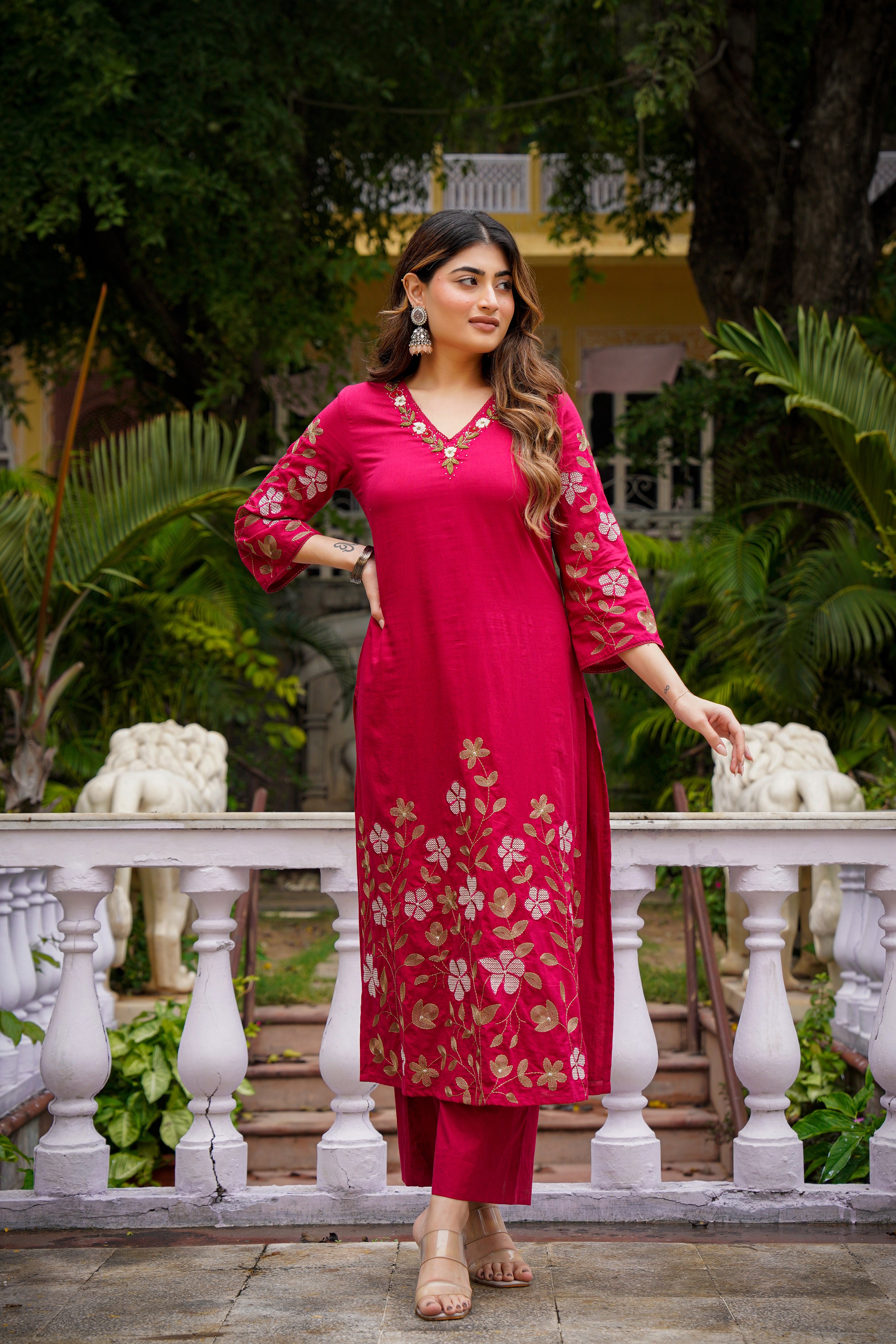 Cherry Garnet Mul Cotton Suit Set