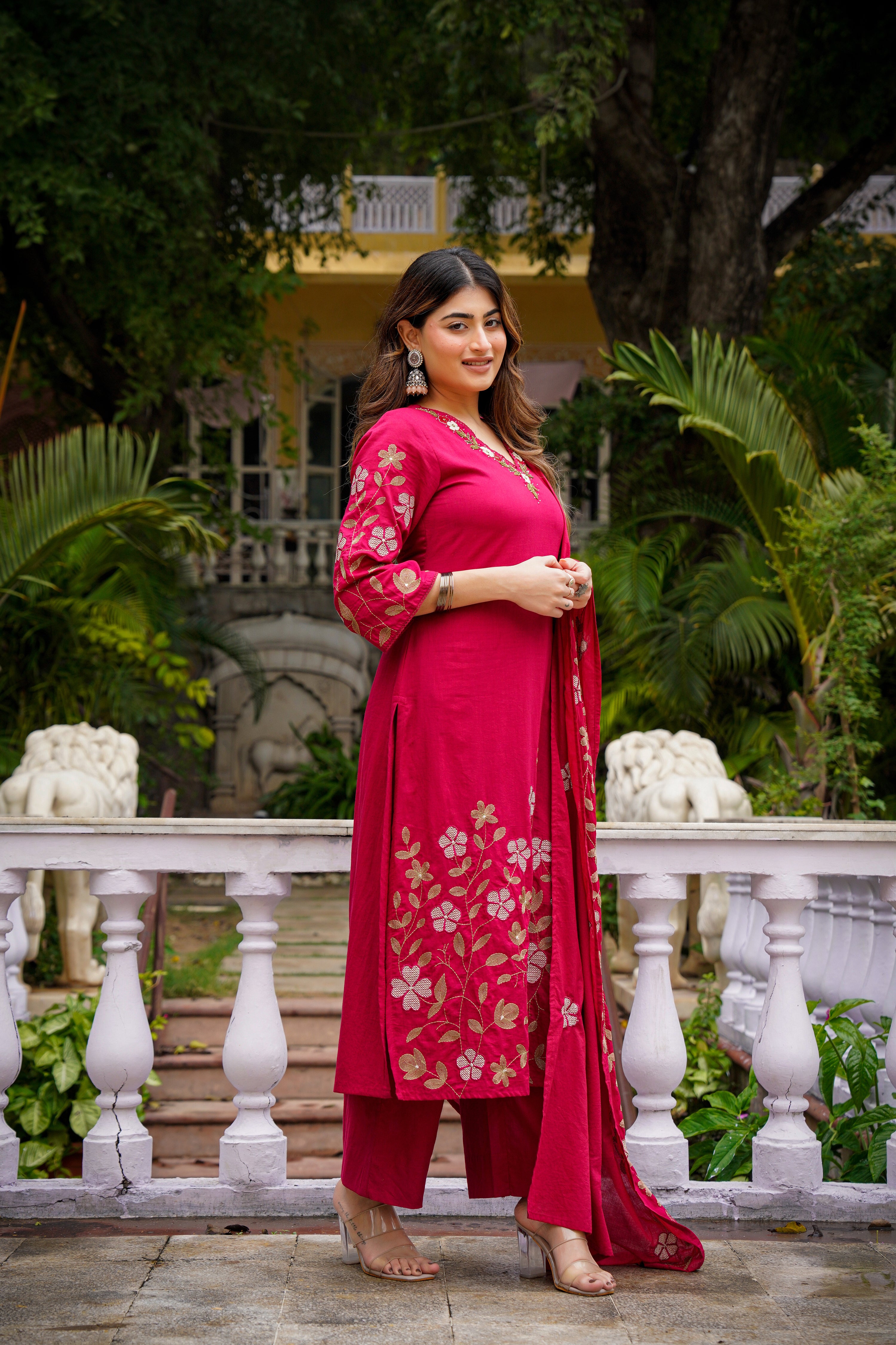 Cherry Garnet Mul Cotton Suit Set