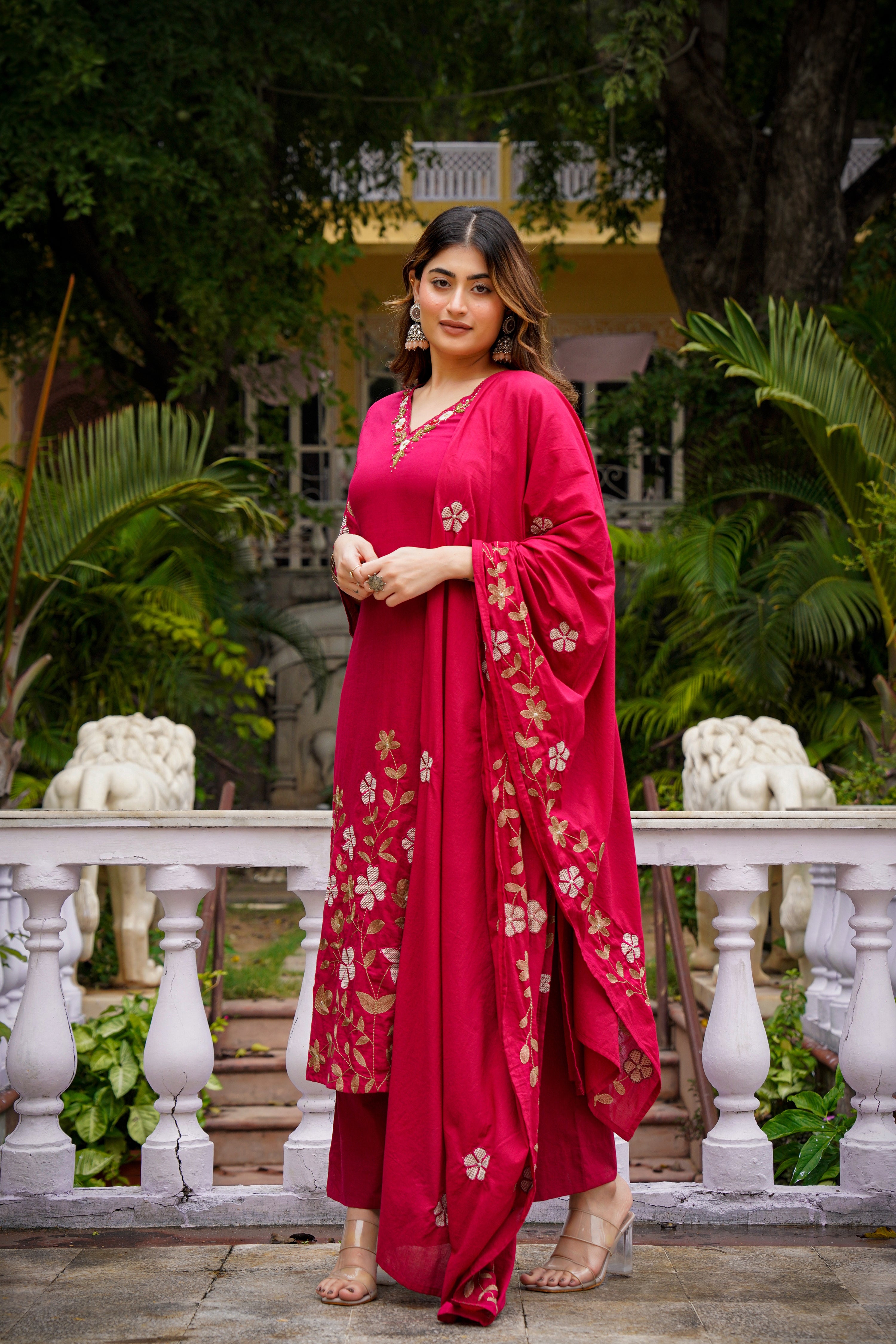 Cherry Garnet Mul Cotton Suit Set