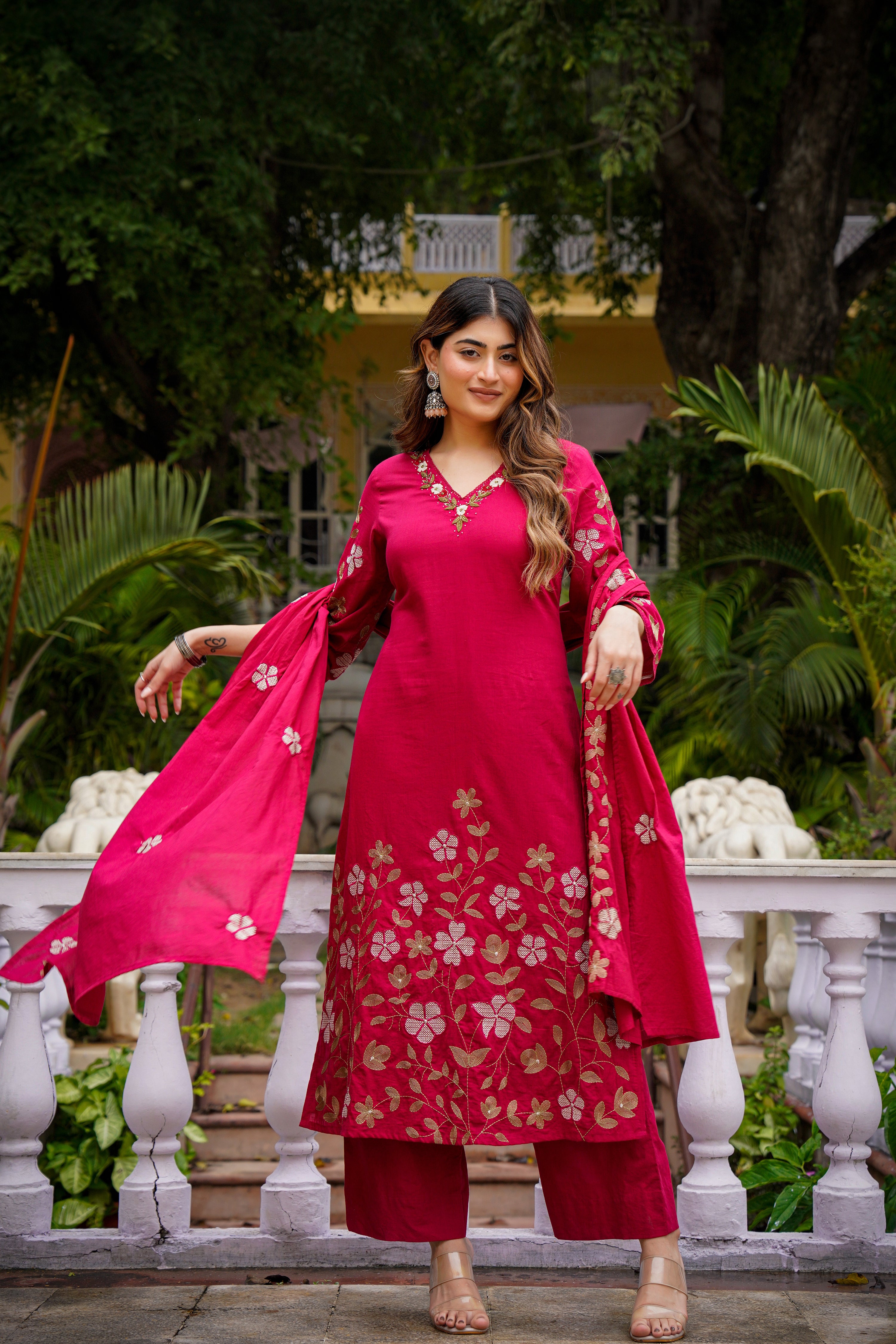 Cherry Garnet Mul Cotton Suit Set