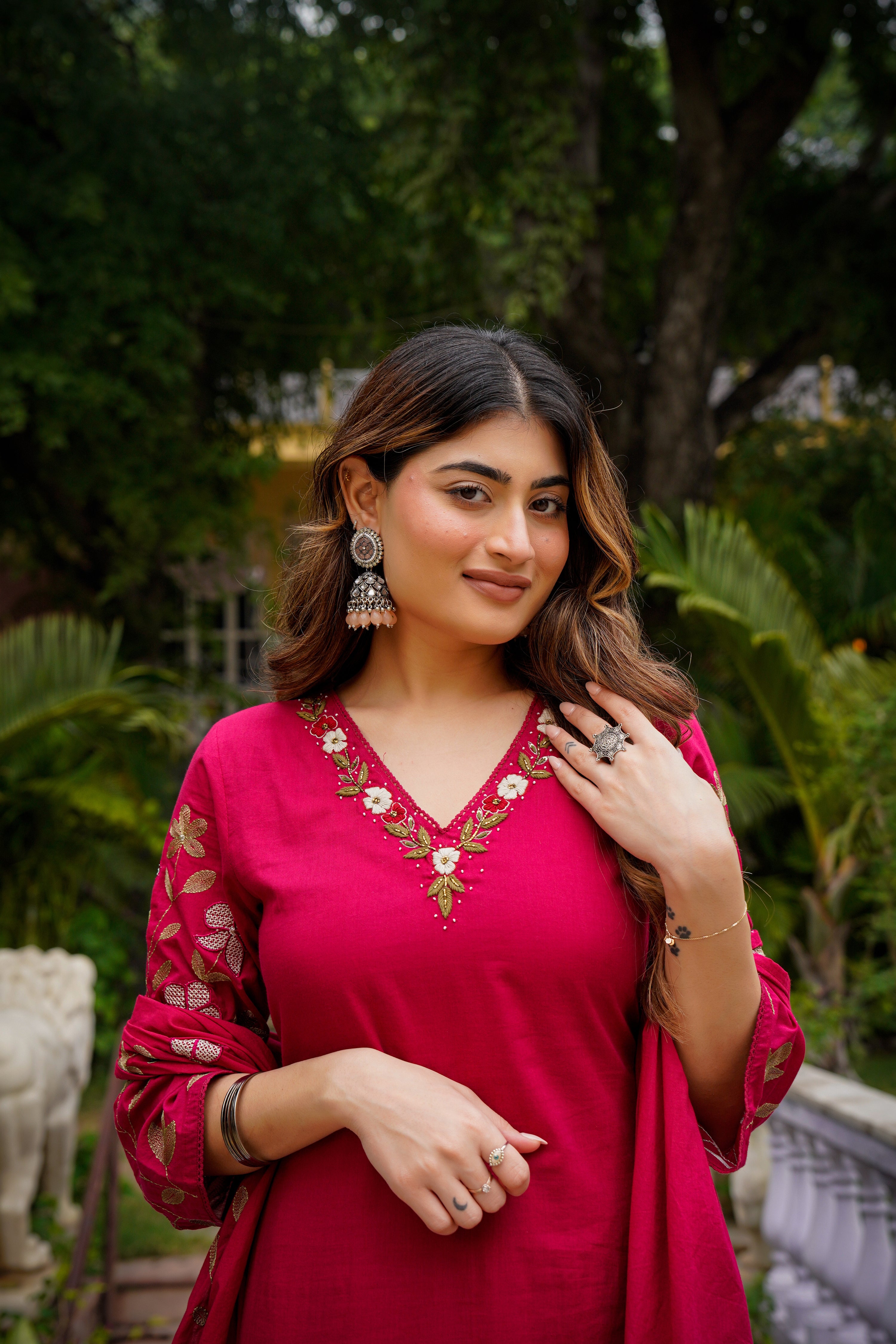 Cherry Garnet Mul Cotton Suit Set