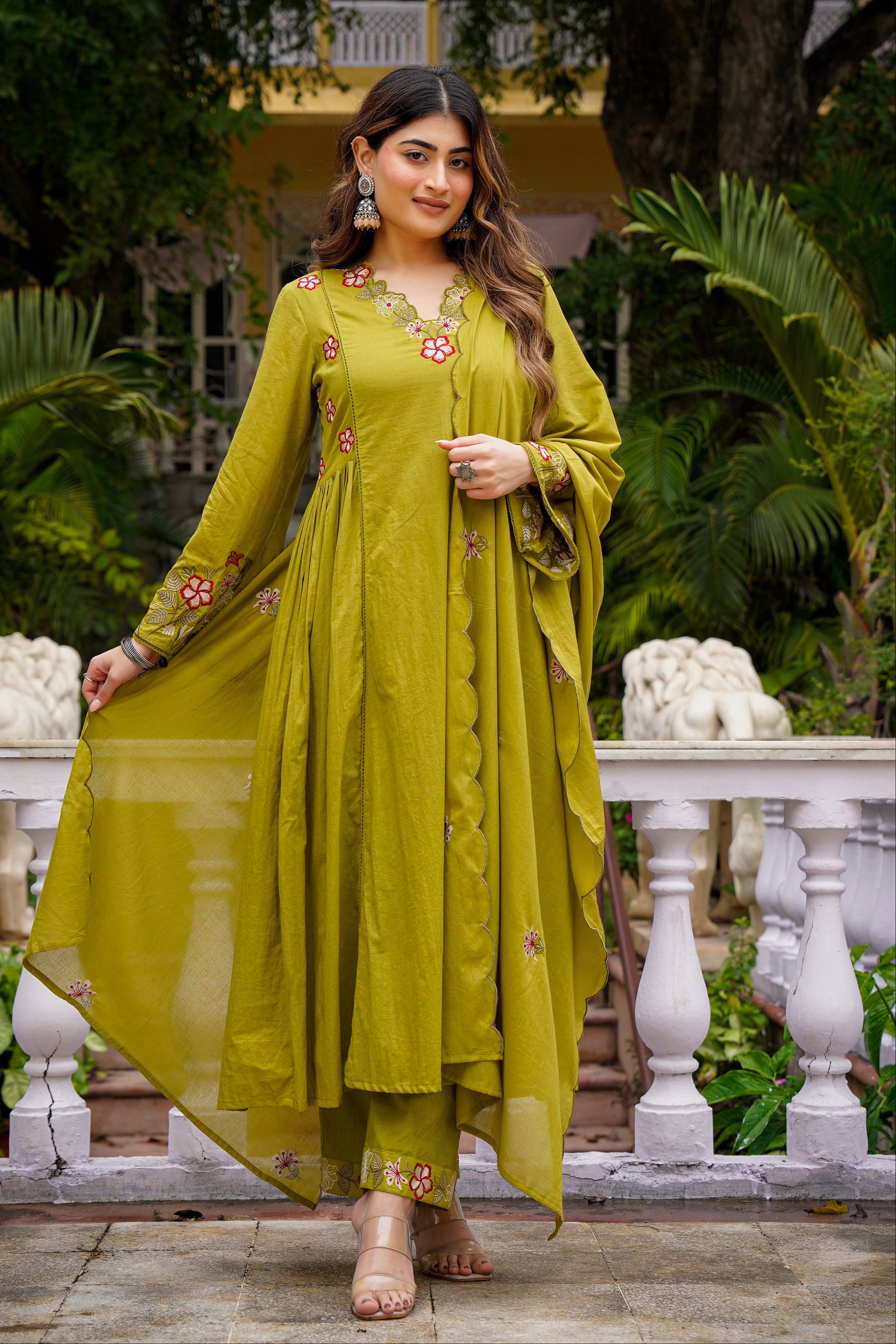 Olive Meadow Cotton Suit Set