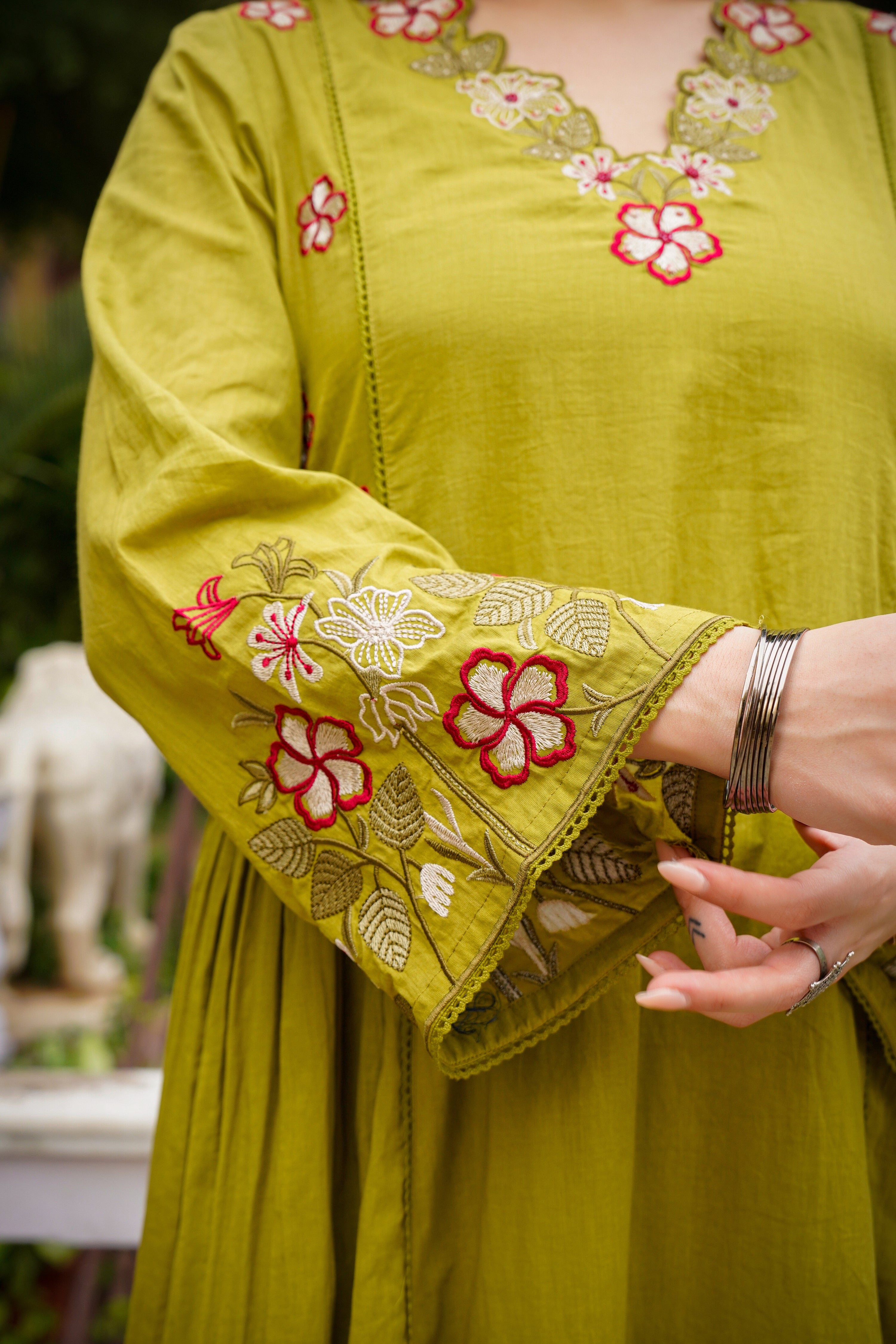 Olive Meadow Cotton Suit Set