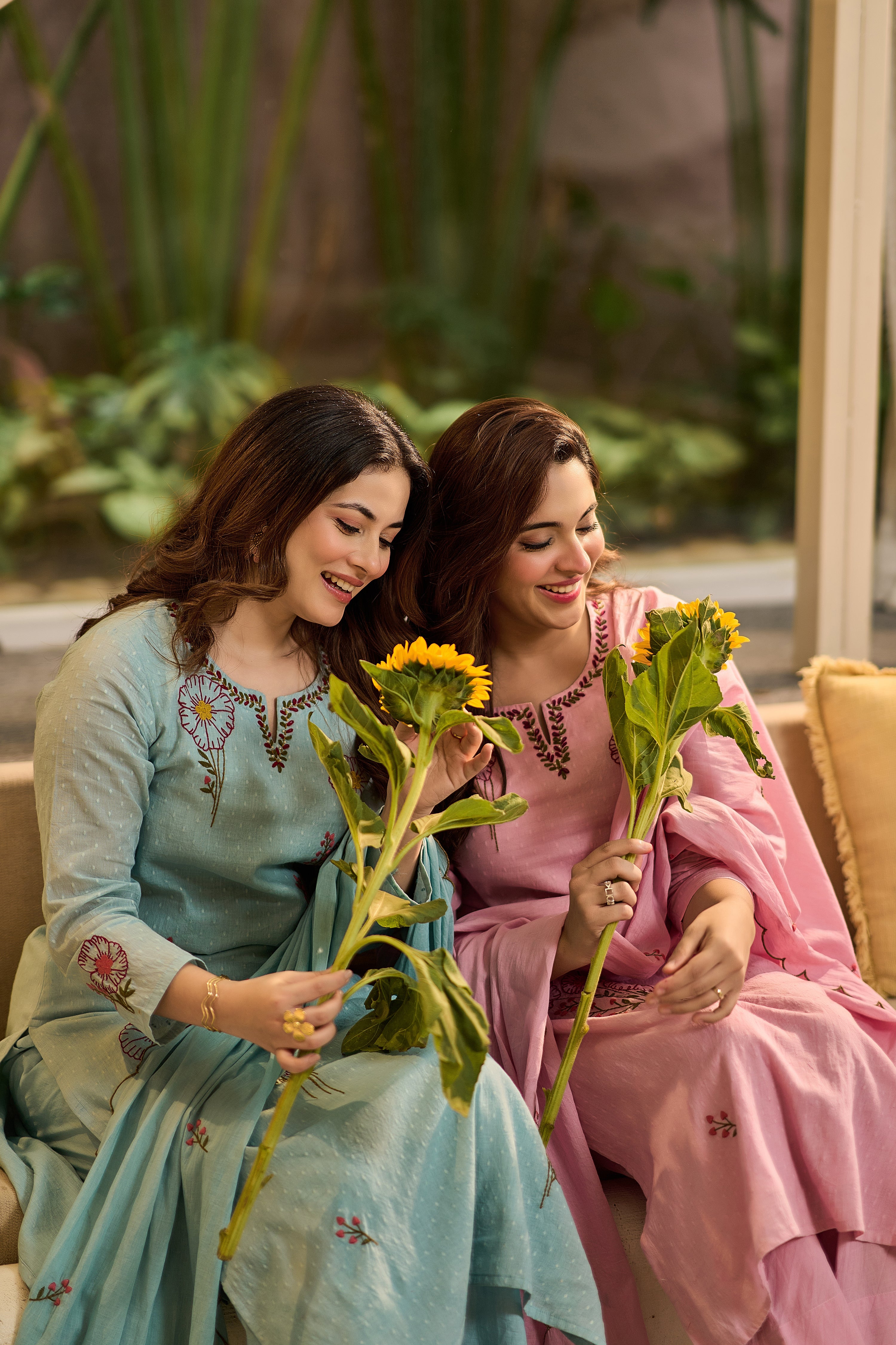 Powder Blue Embroidered Suit Set