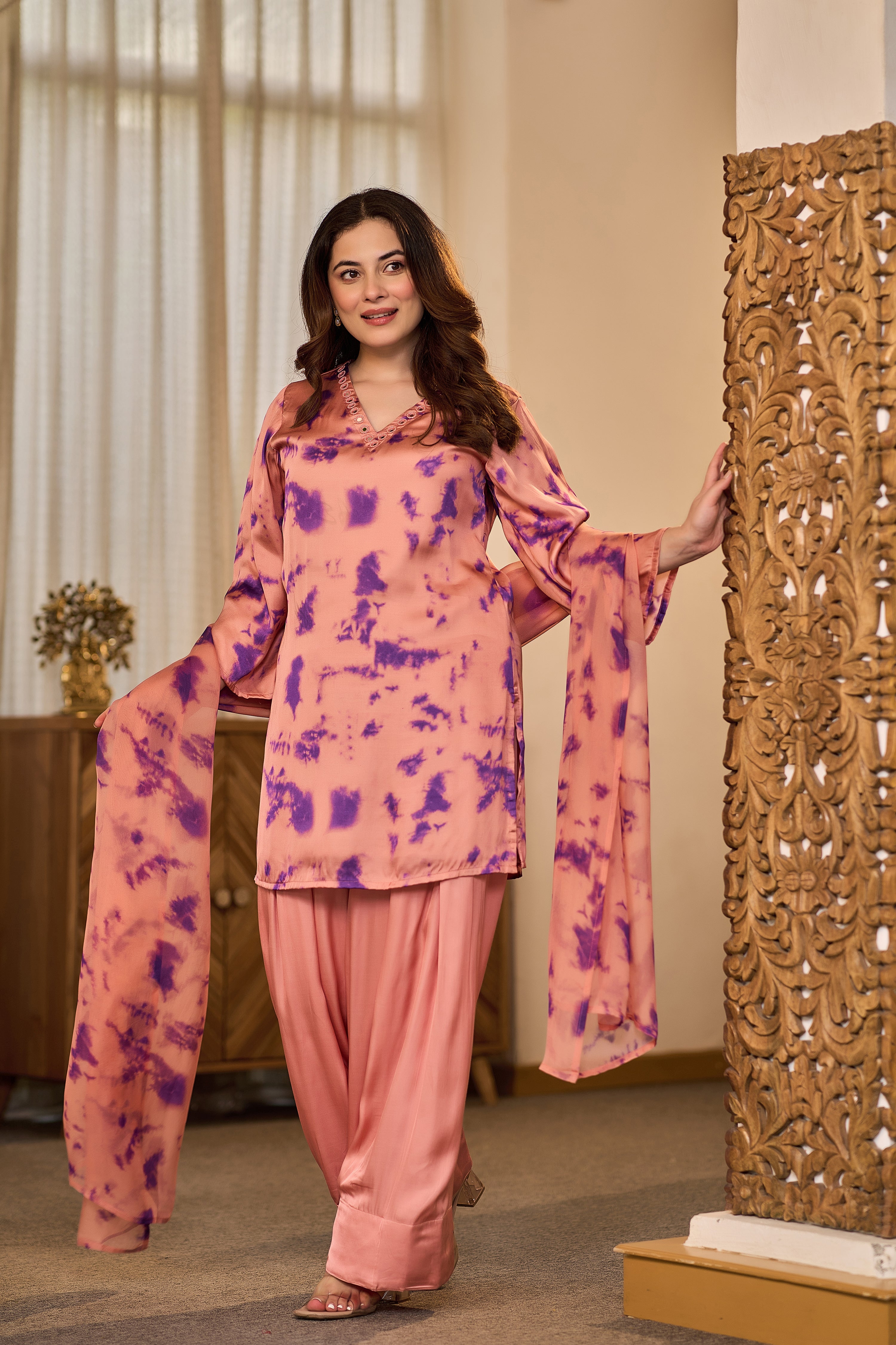 Blush Lilac Tie-Dye Farsi Set