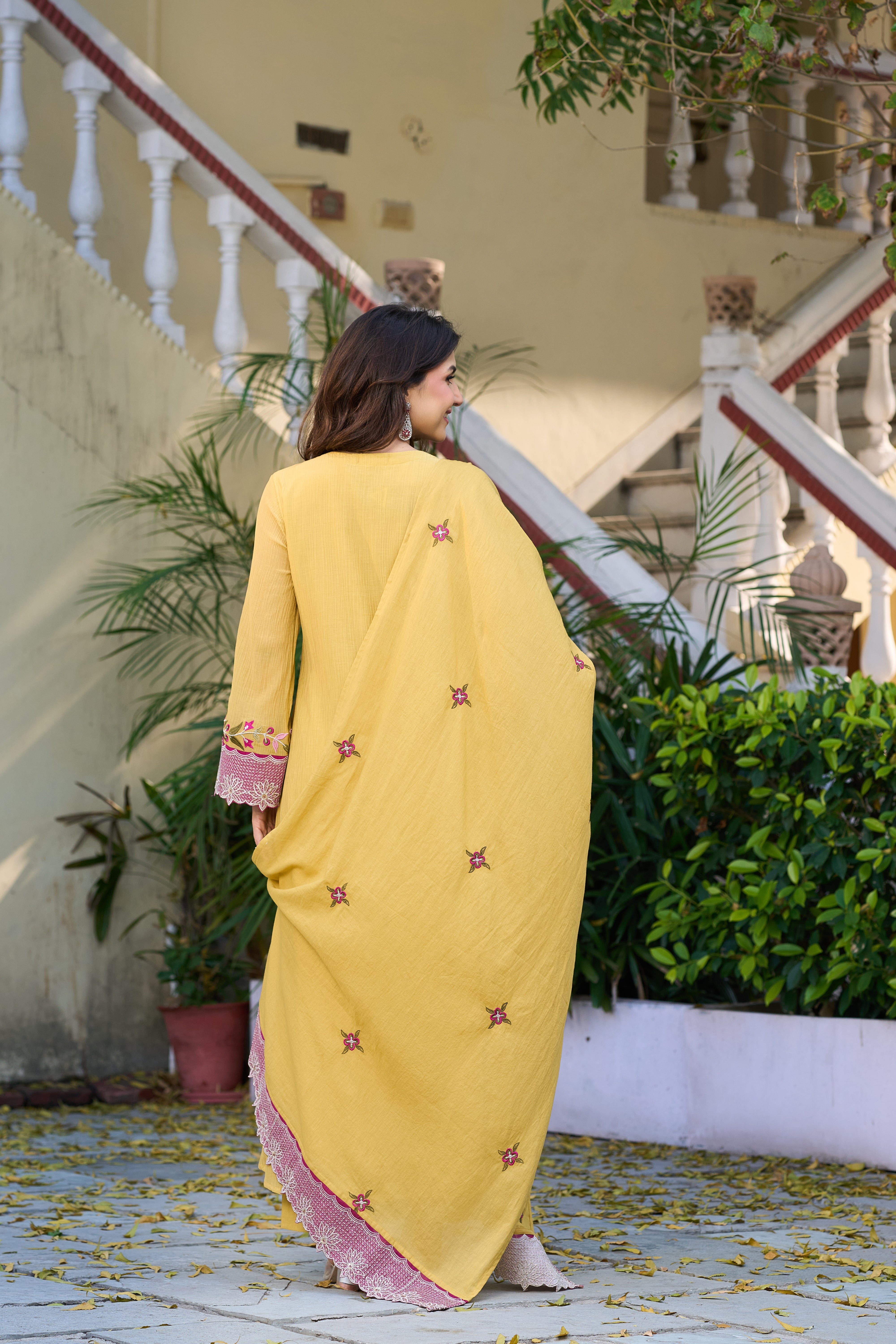 Mustard Bloom Elegance Suit Set