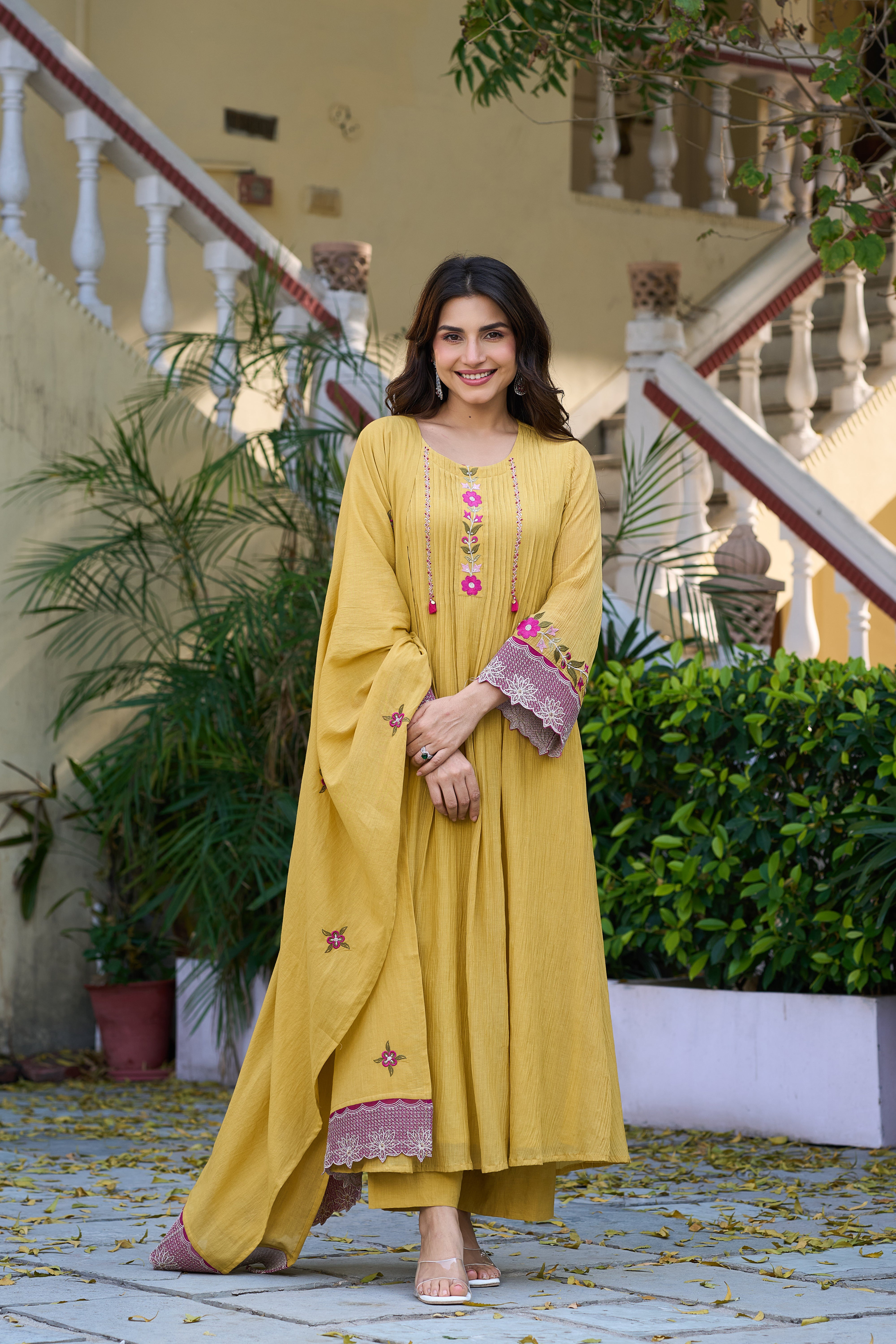 Mustard Bloom Elegance Suit Set
