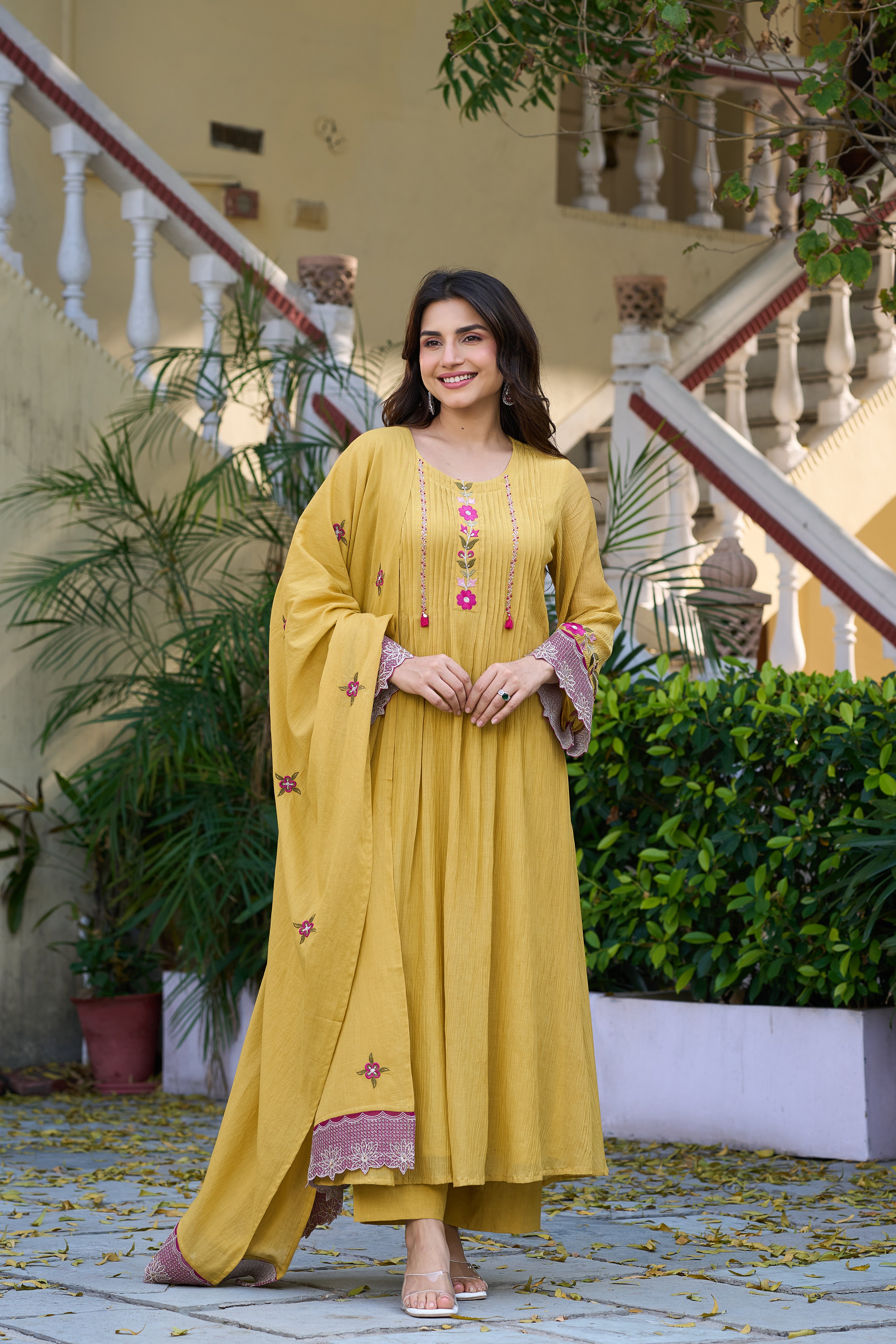 Mustard Bloom Elegance Suit Set