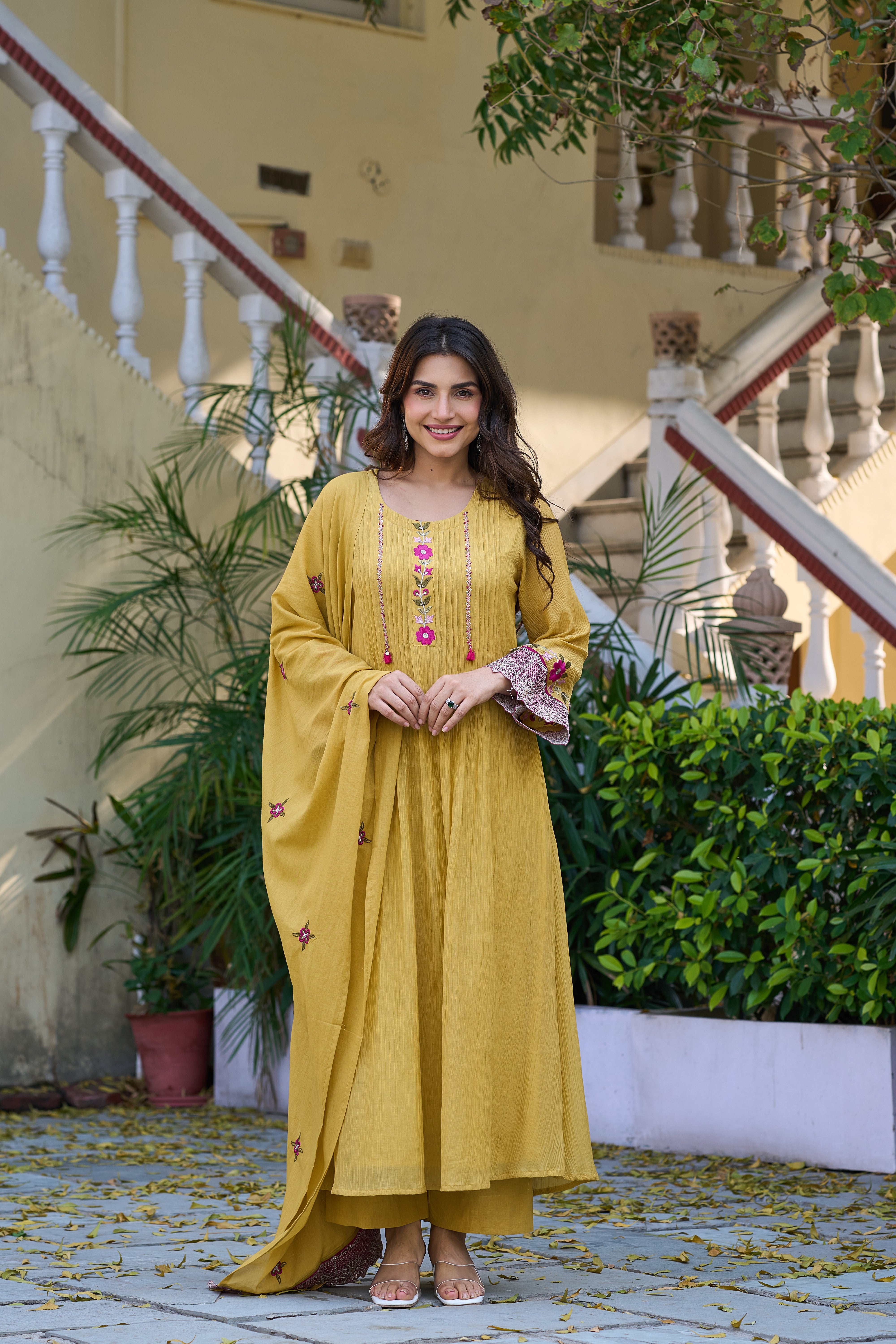 Mustard Bloom Elegance Suit Set
