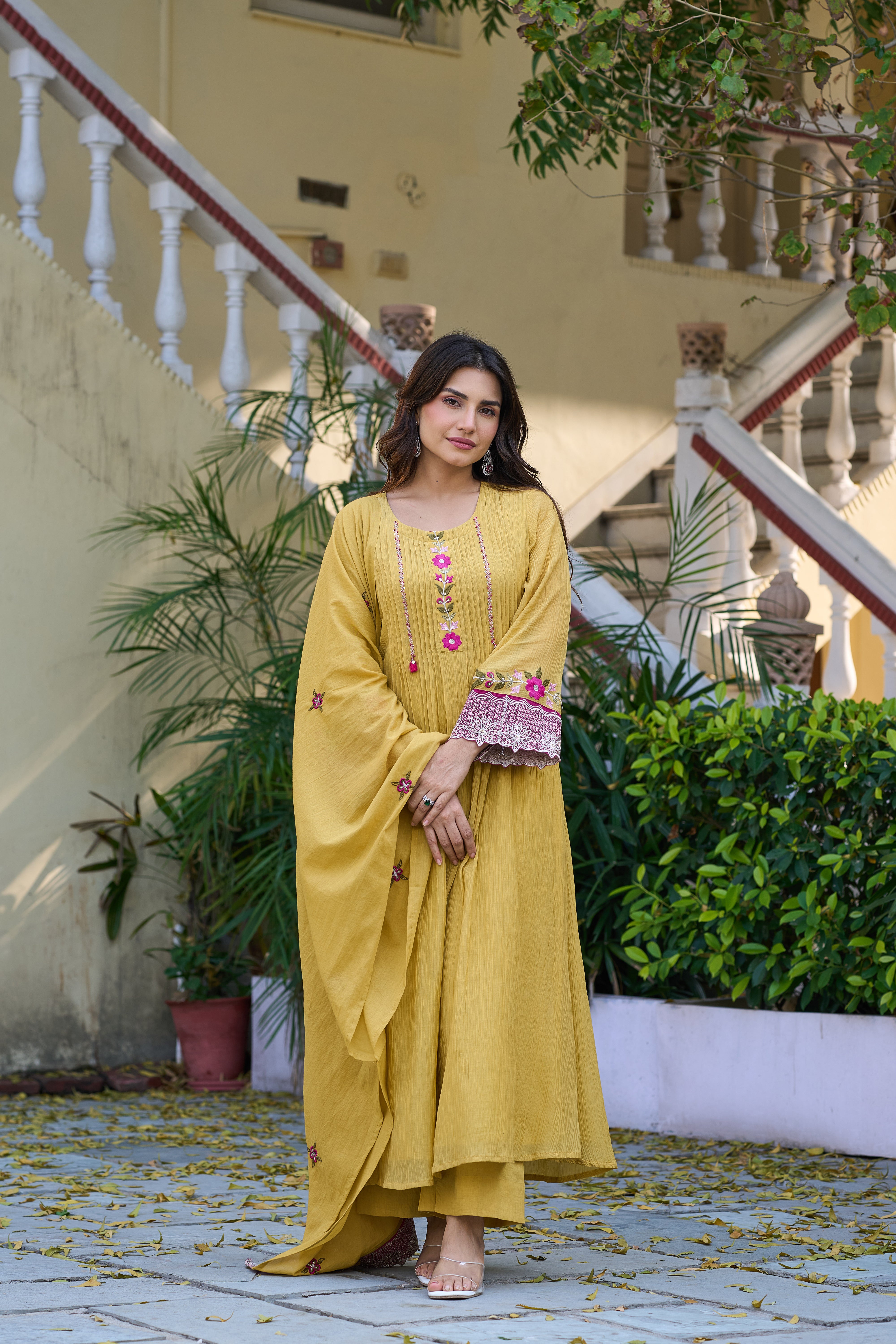 Mustard Bloom Elegance Suit Set