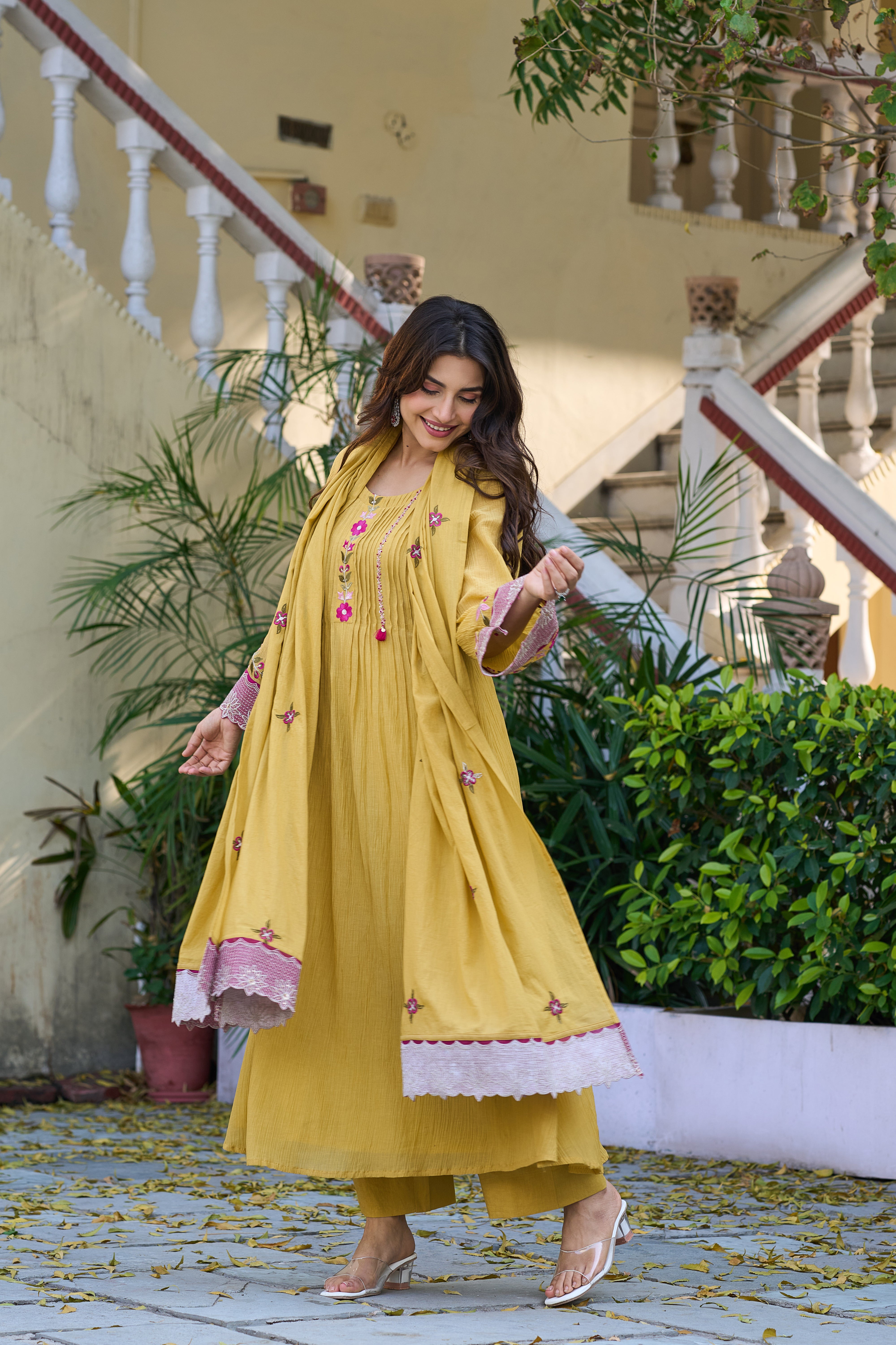 Mustard Bloom Elegance Suit Set