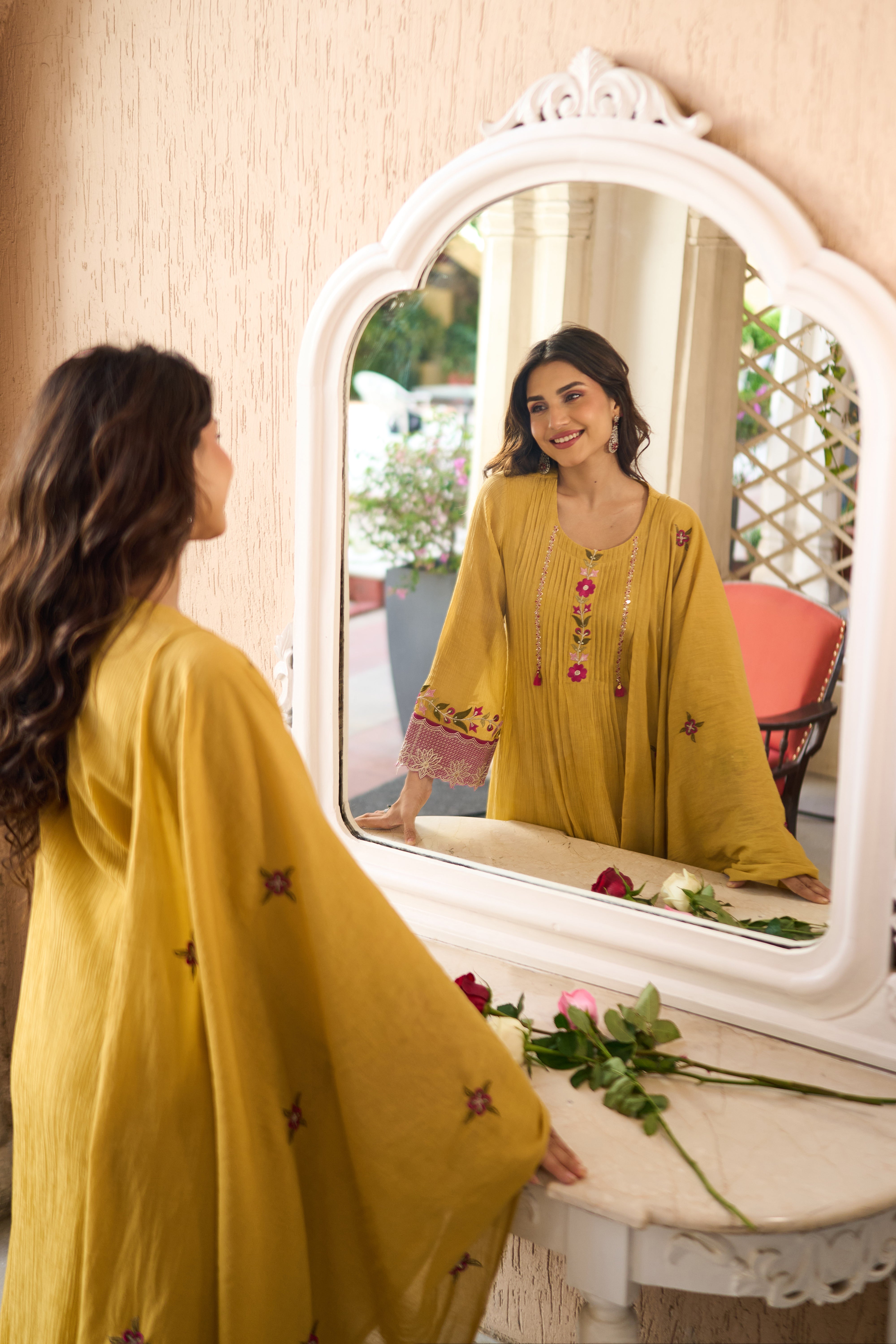 Mustard Bloom Elegance Suit Set