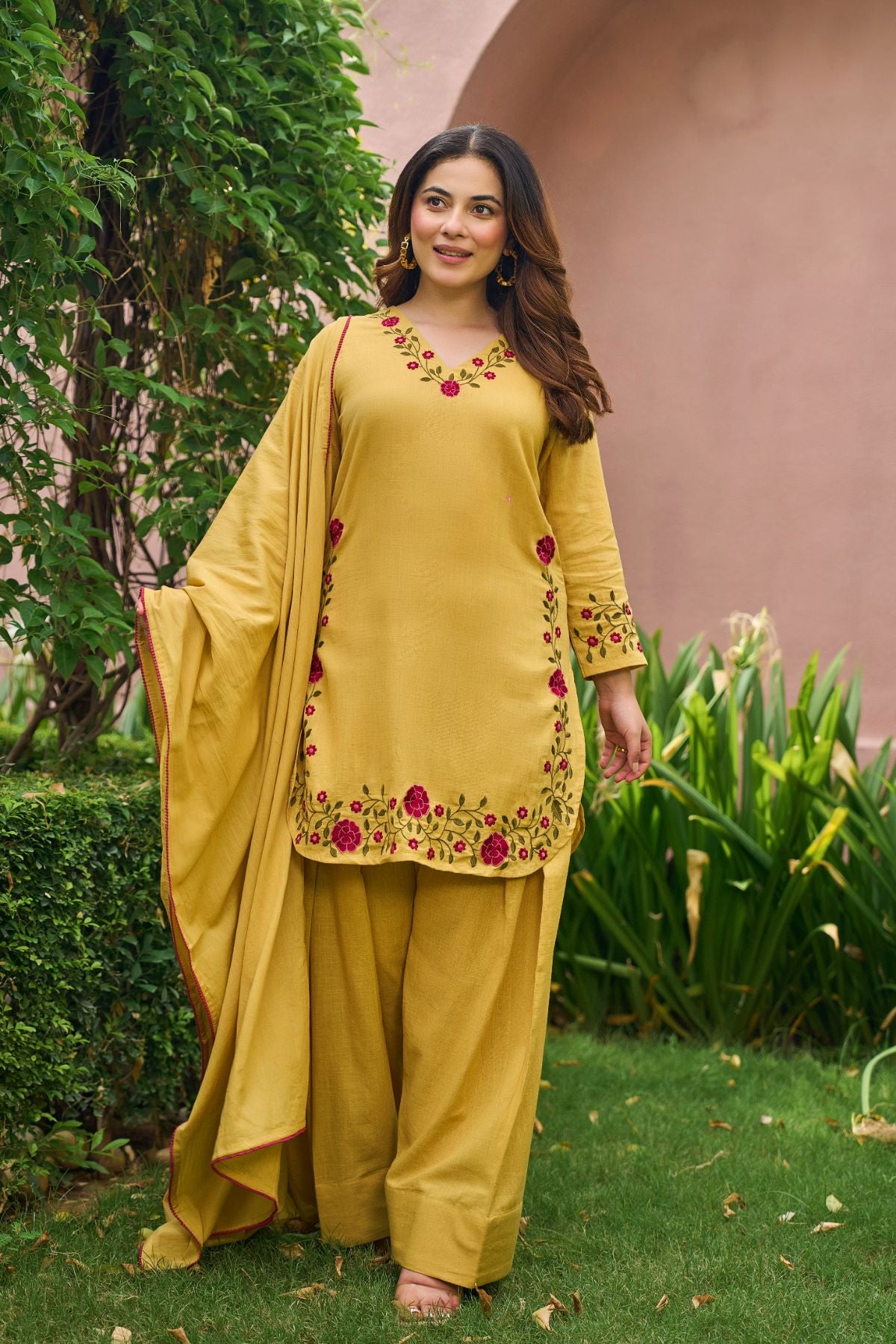 Mustard Floral Suit Set