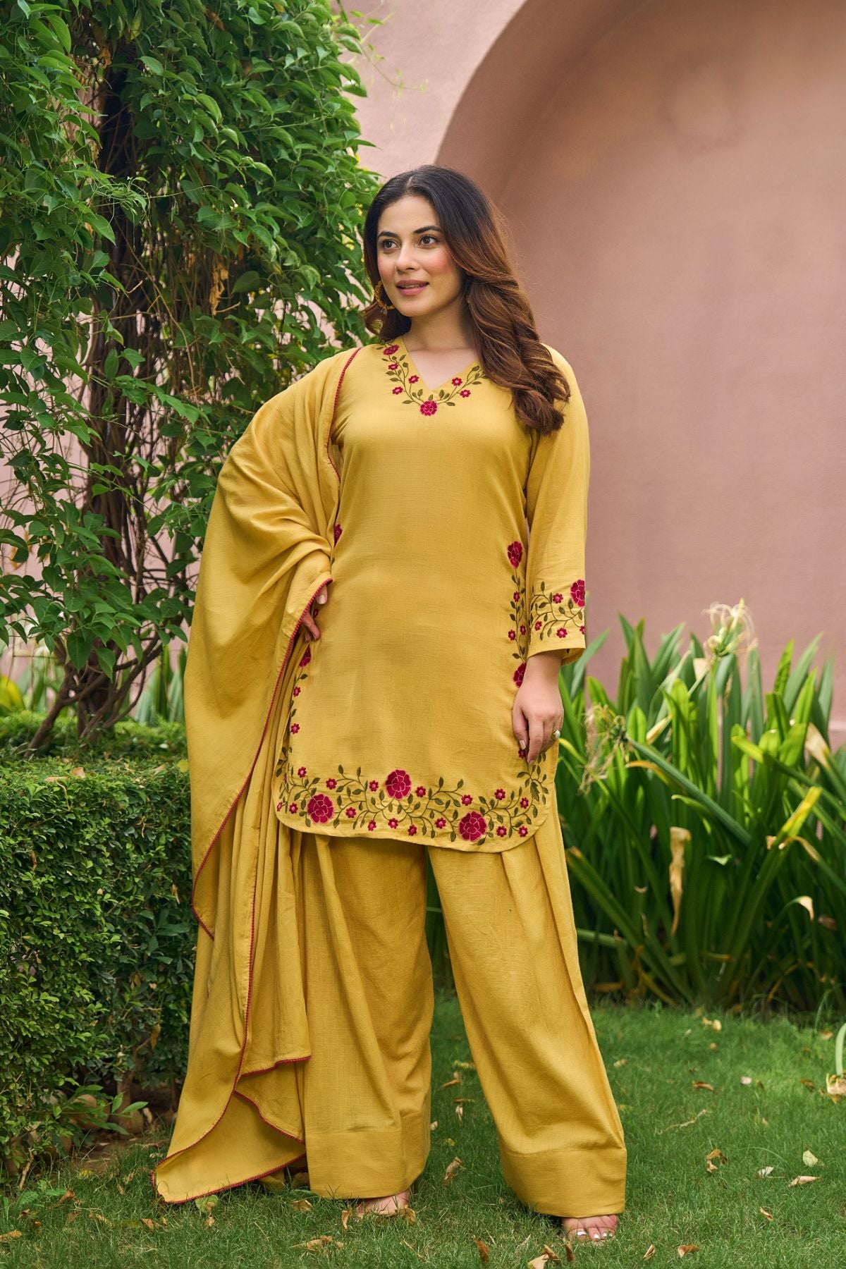 Mustard Floral Suit Set