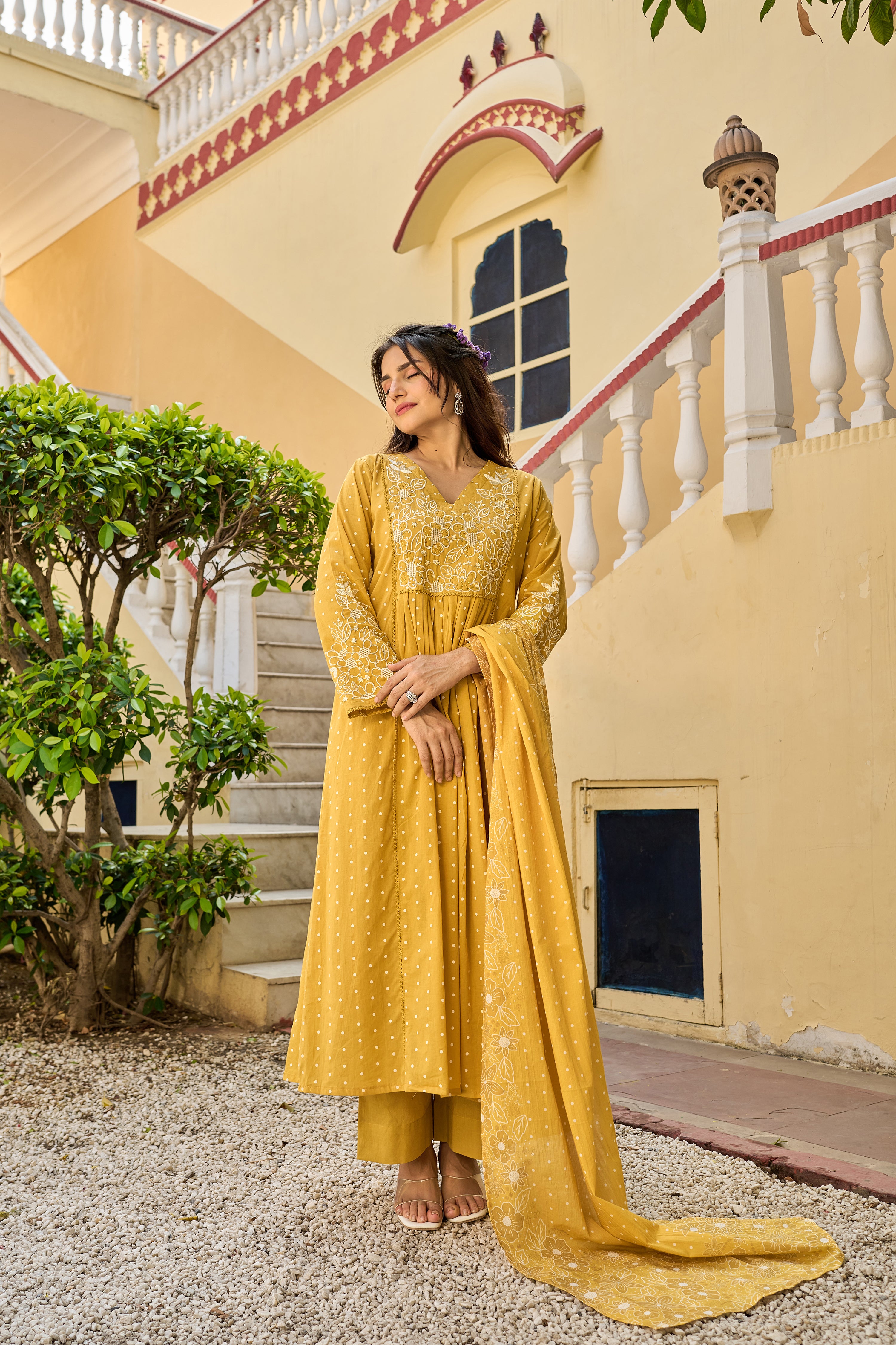 Sunshine Embroidered Mul Cotton Suit Set