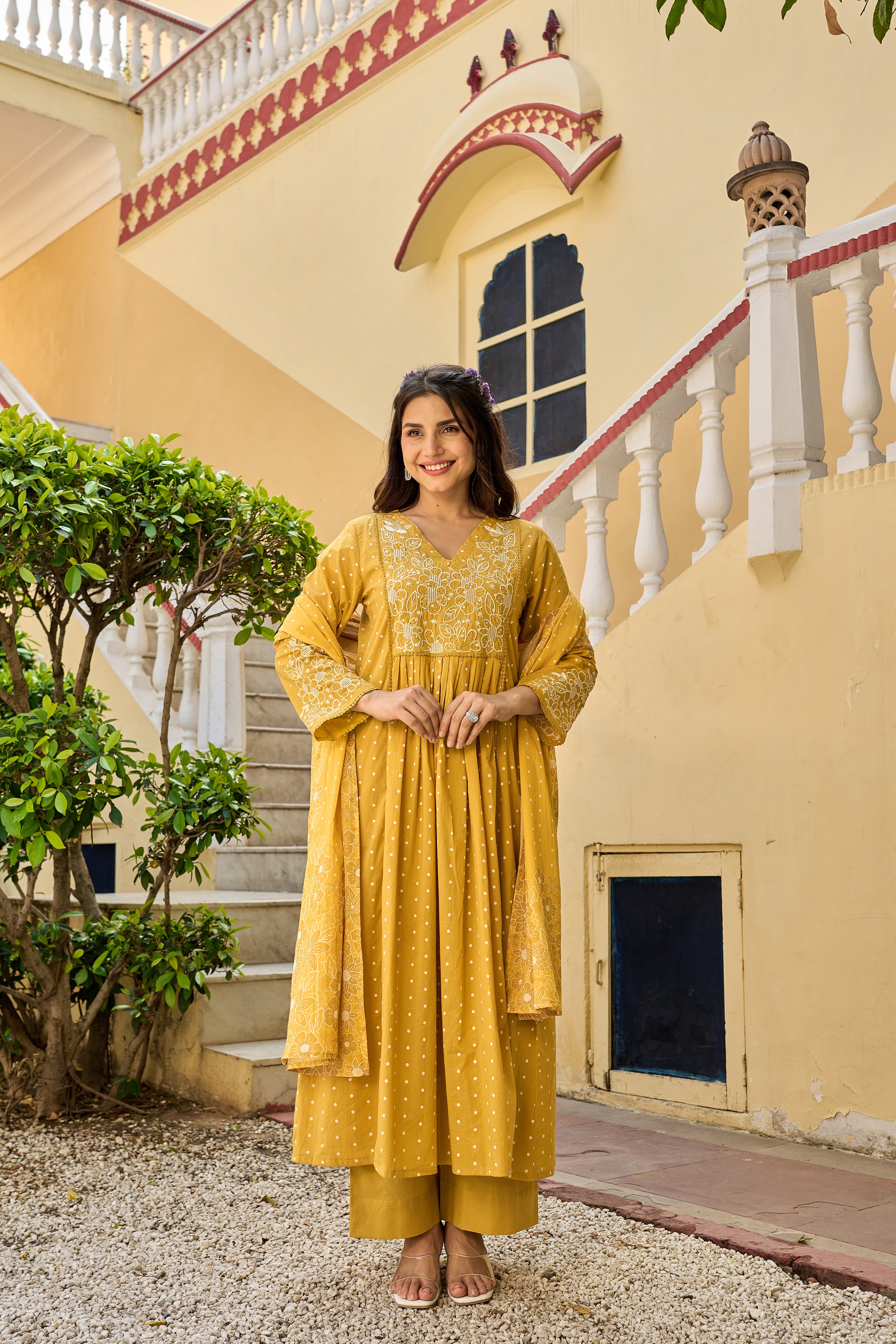 Sunshine Embroidered Mul Cotton Suit Set