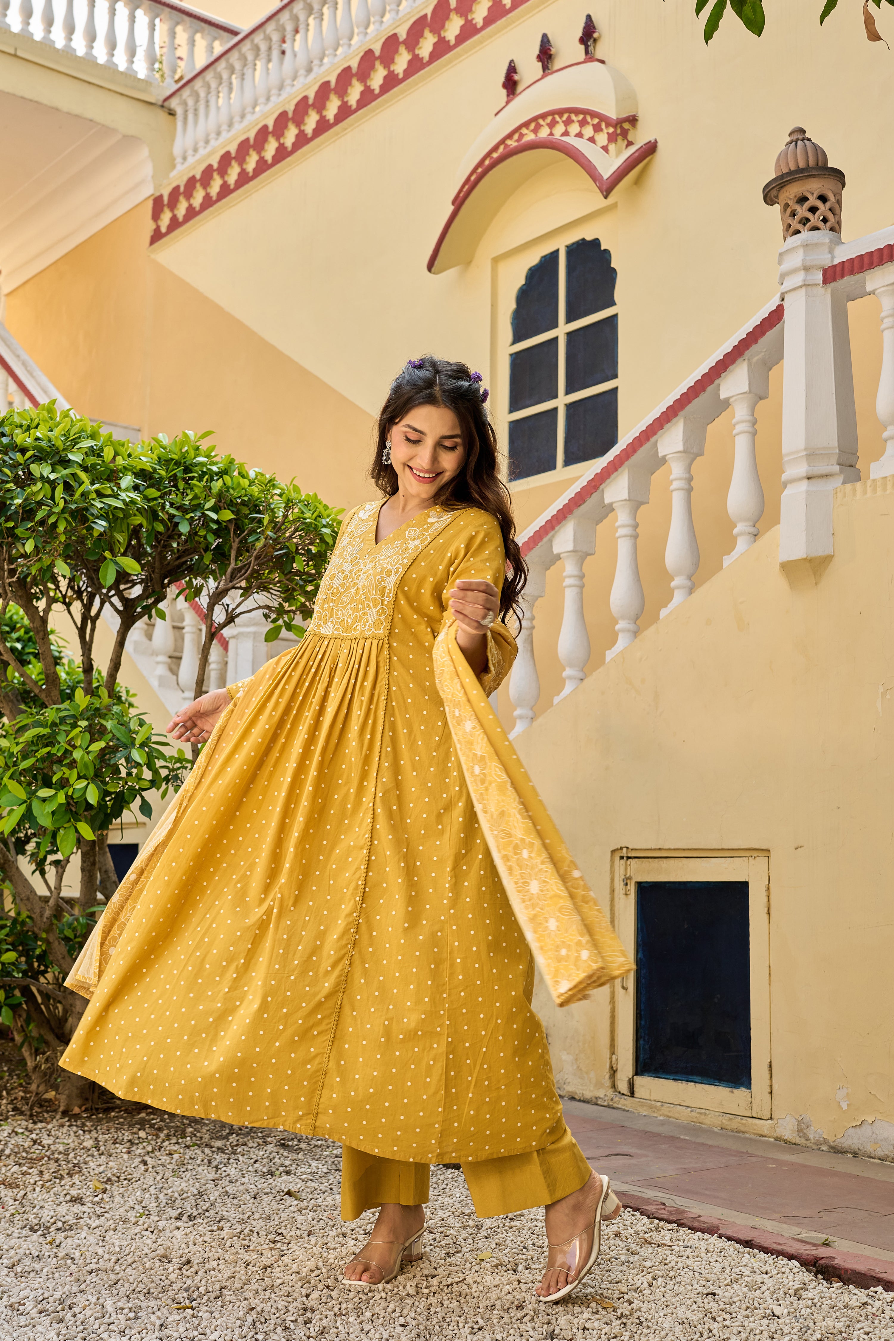 Sunshine Embroidered Mul Cotton Suit Set