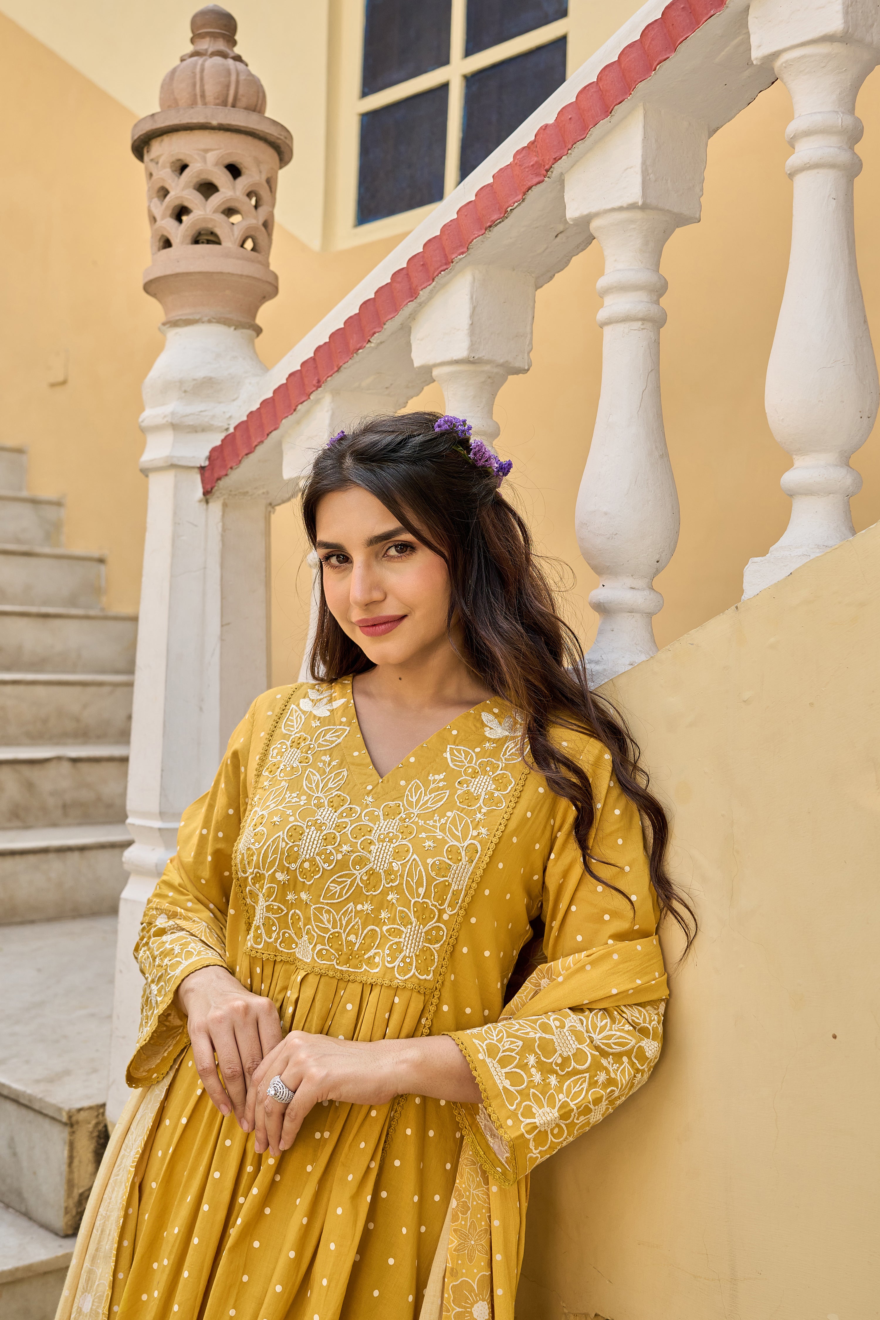 Sunshine Embroidered Mul Cotton Suit Set
