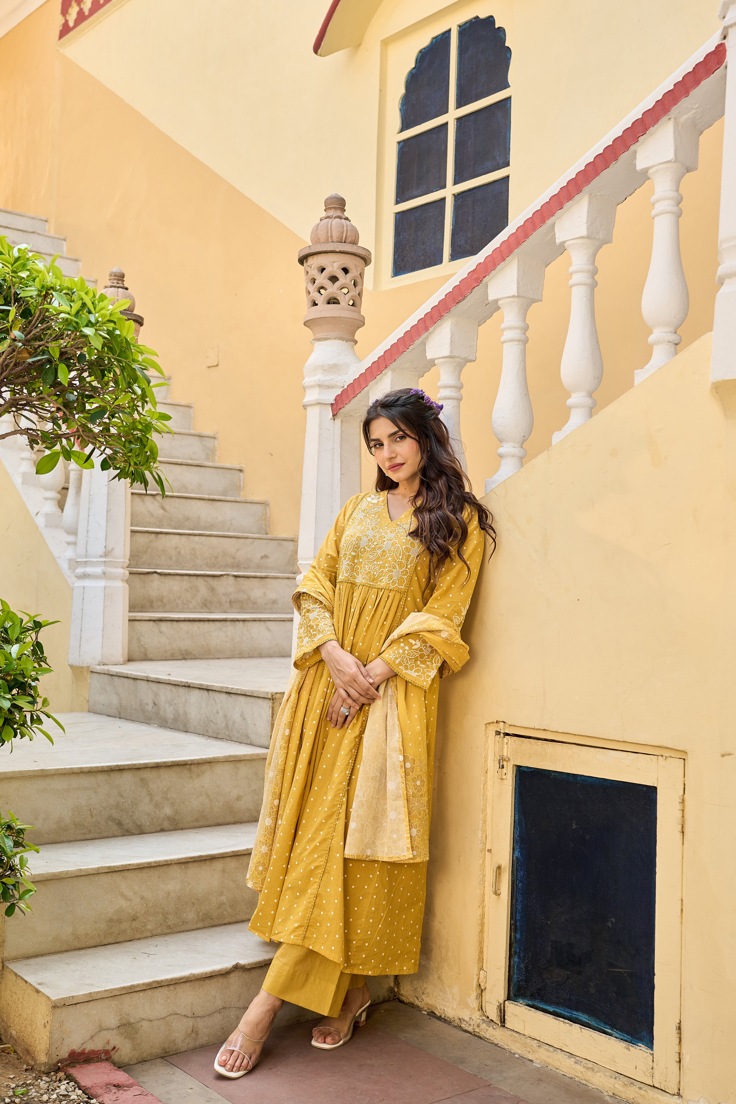 Sunshine Embroidered Mul Cotton Suit Set