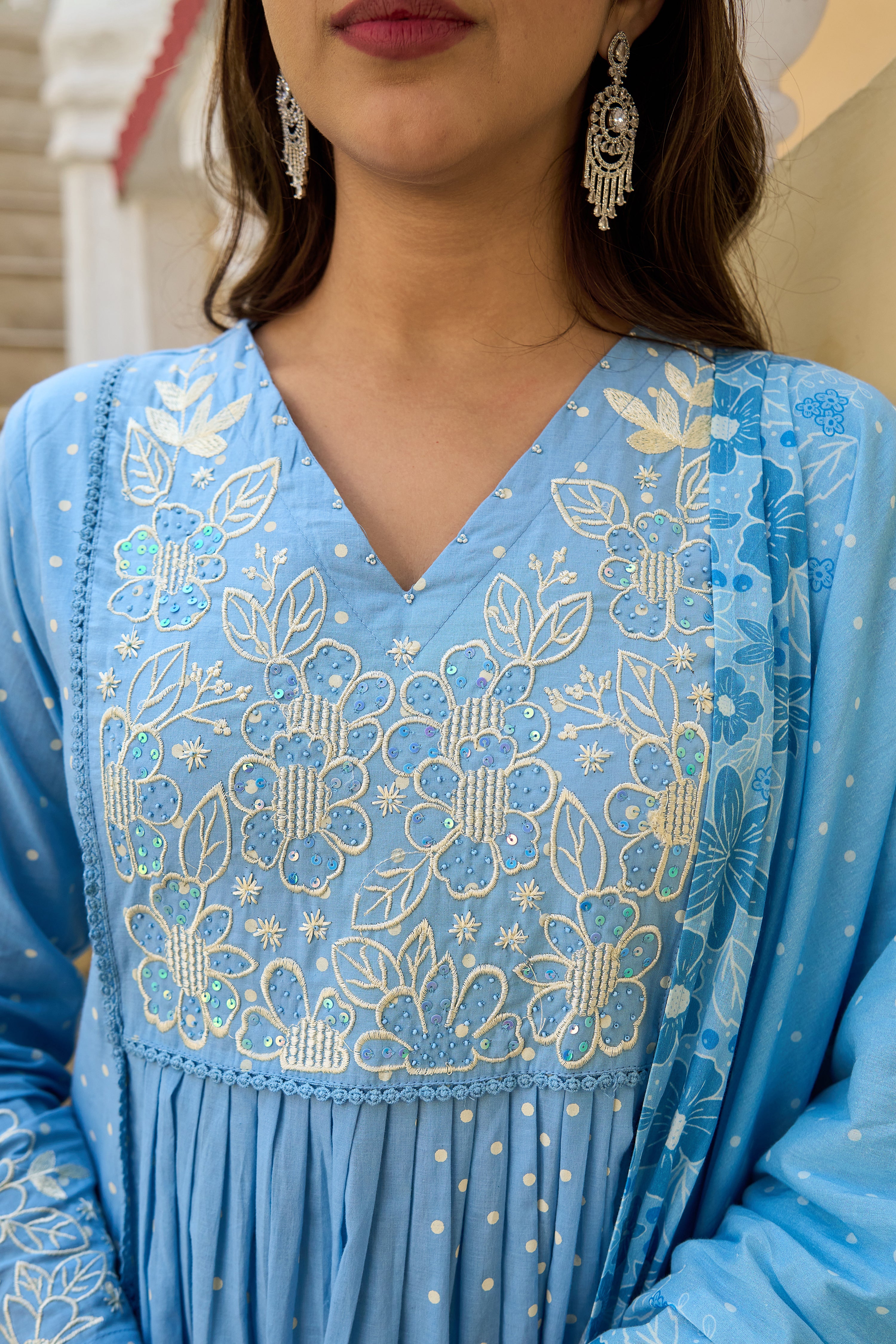 Pastel Sky Mul Cotton Suit Set