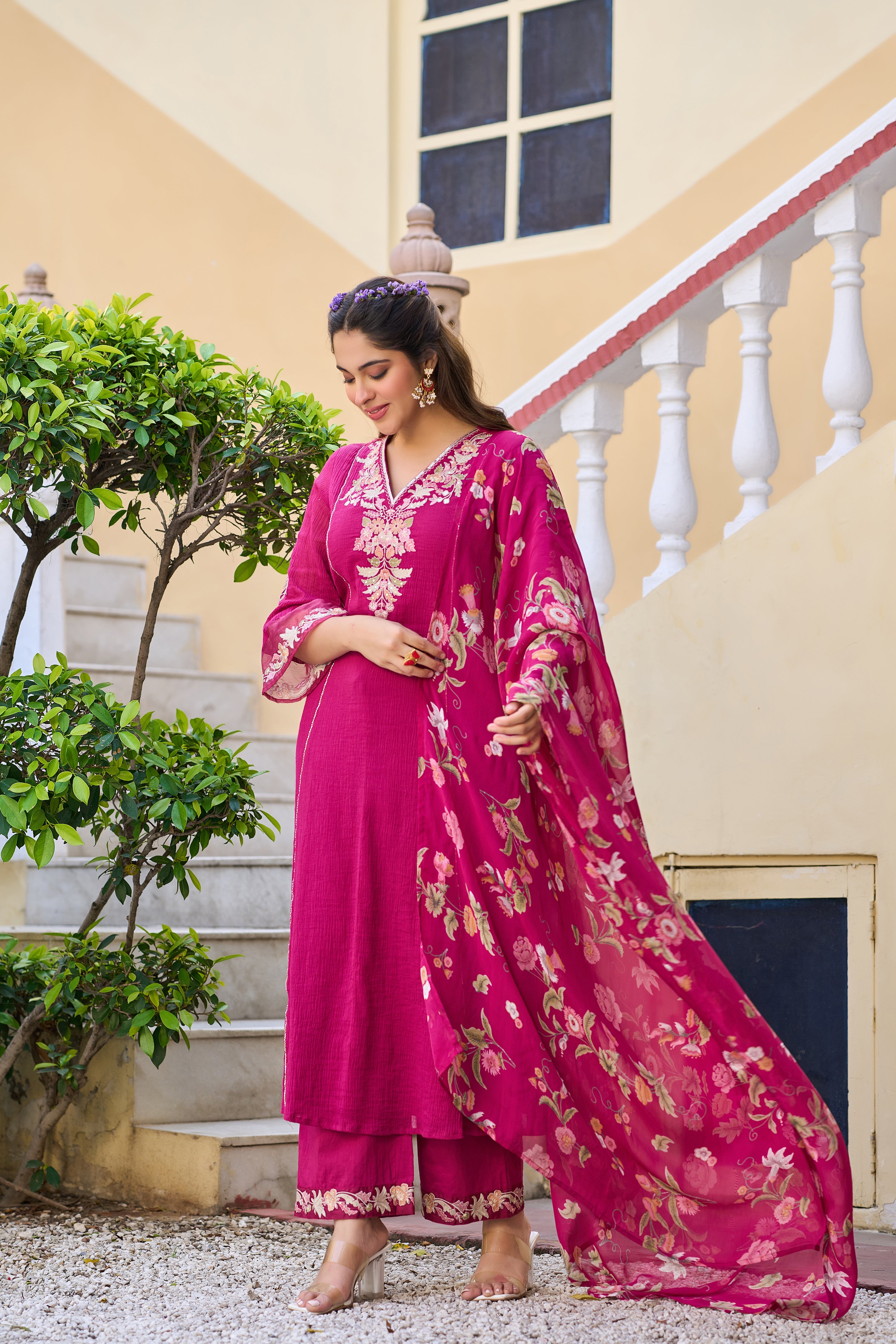 Rose Radiance Ensemble Suit Set